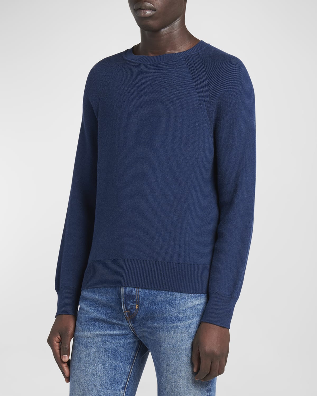 Shop Tom Ford Men's Wool Crewneck Sweater In Midnight B