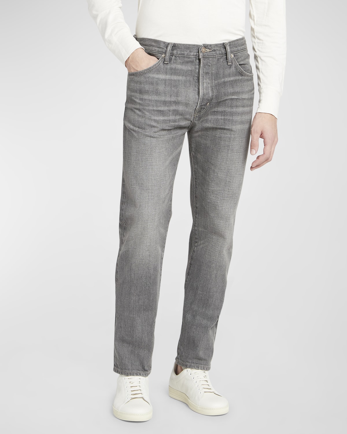 Shop Tom Ford Men's Selvedge Denim Jeans In Grey