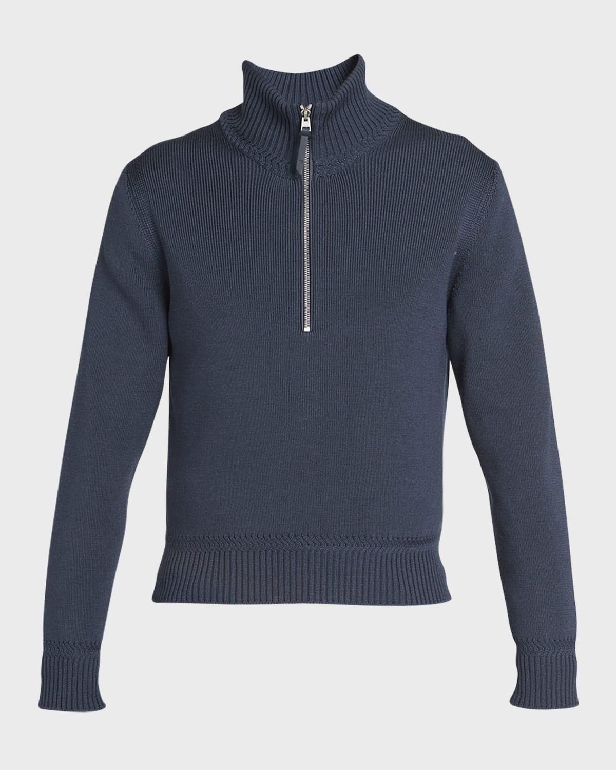 Tom Ford Men's Wool-silk Half-zip Sweater In Navy