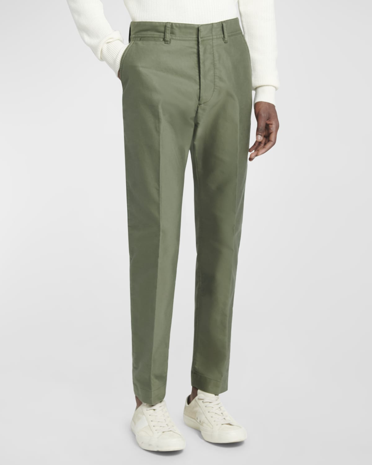 Tom Ford Compact Cotton Chino Pant In Emerald