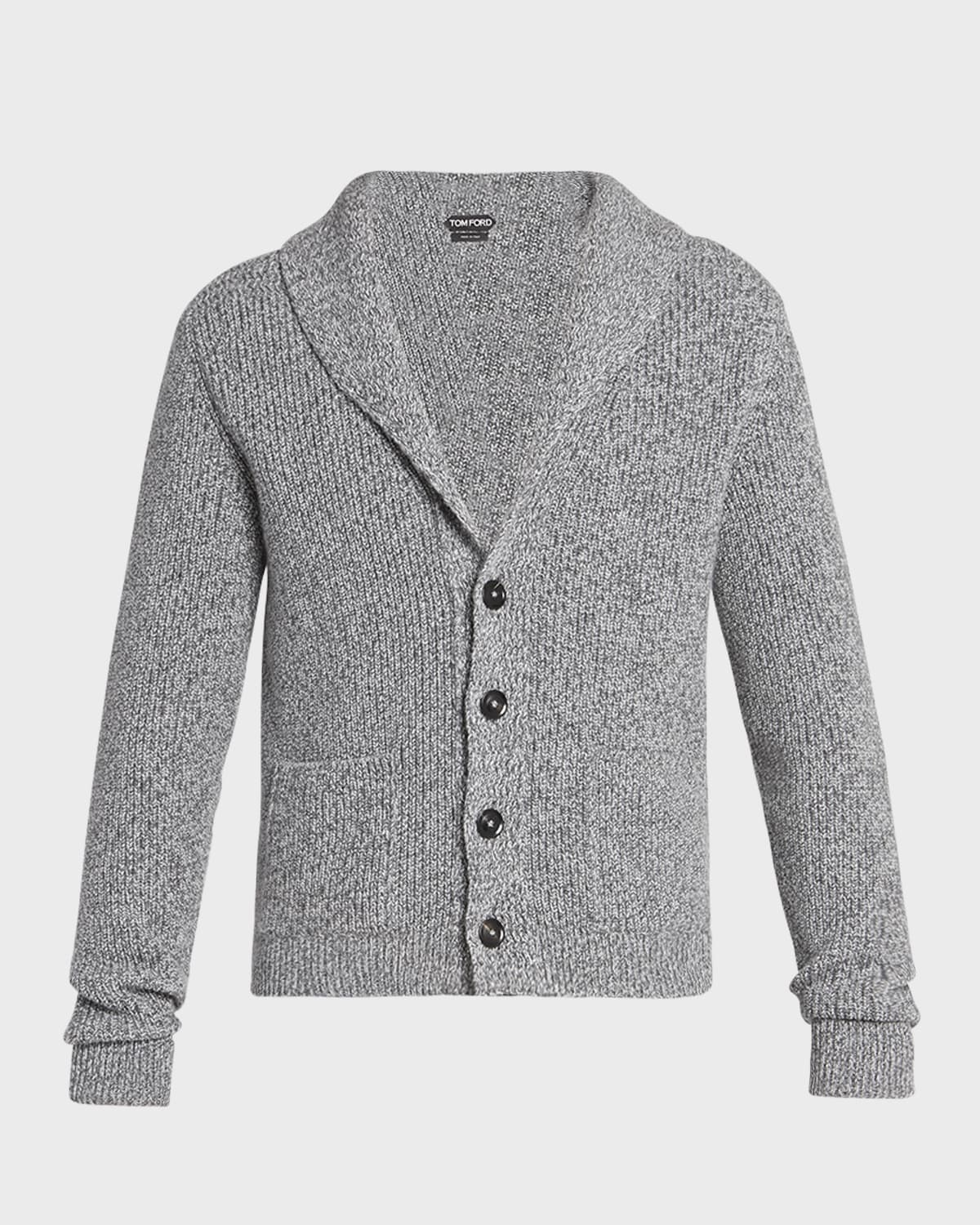 Shop Tom Ford Men's Cashmere Shawl Collar Cardigan Sweater In Grey