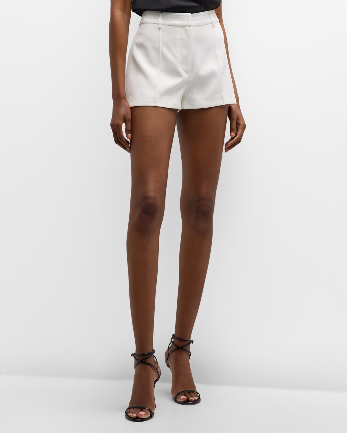 Shop Retroféte Drew Pintuck Wide-leg Shorts In White