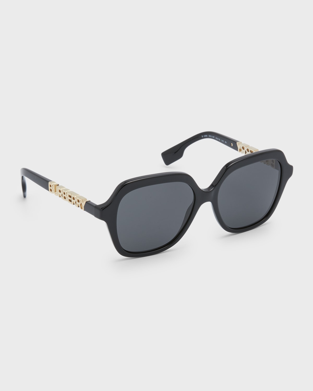 Burberry Be438955 Cut-out Logo Acetate & Plastic Square Sunglasses In Black