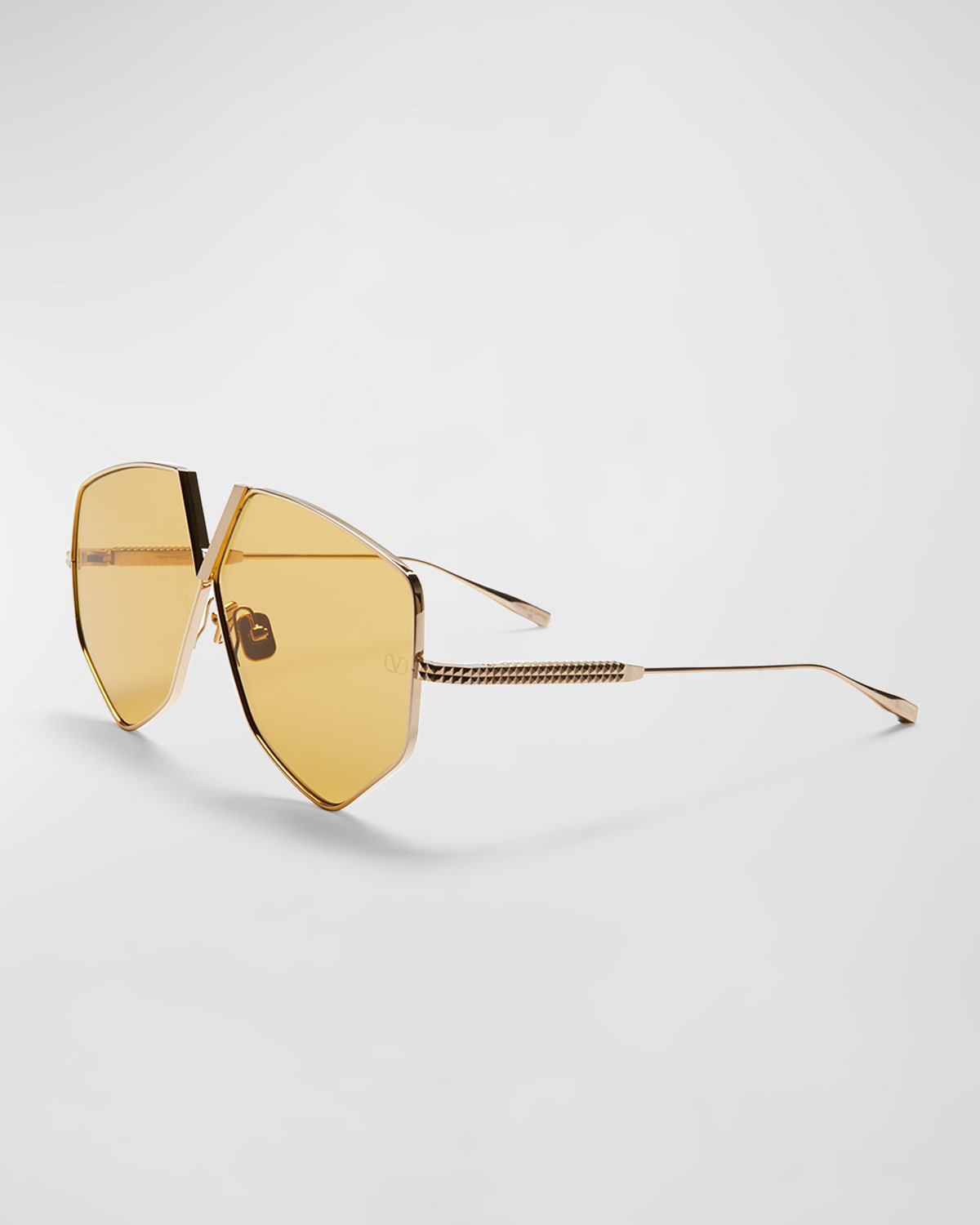 Valentino Golden V-hexagon Titanium Sunglasses In Gld