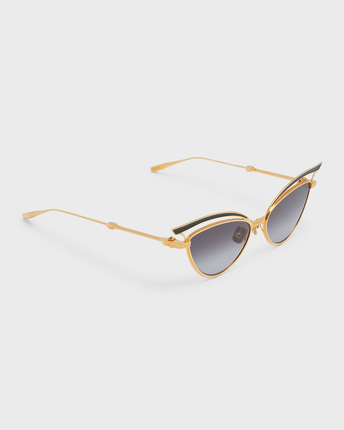 Shop Valentino V-glassliner Titanium Cat-eye Sunglasses In Gld-blk