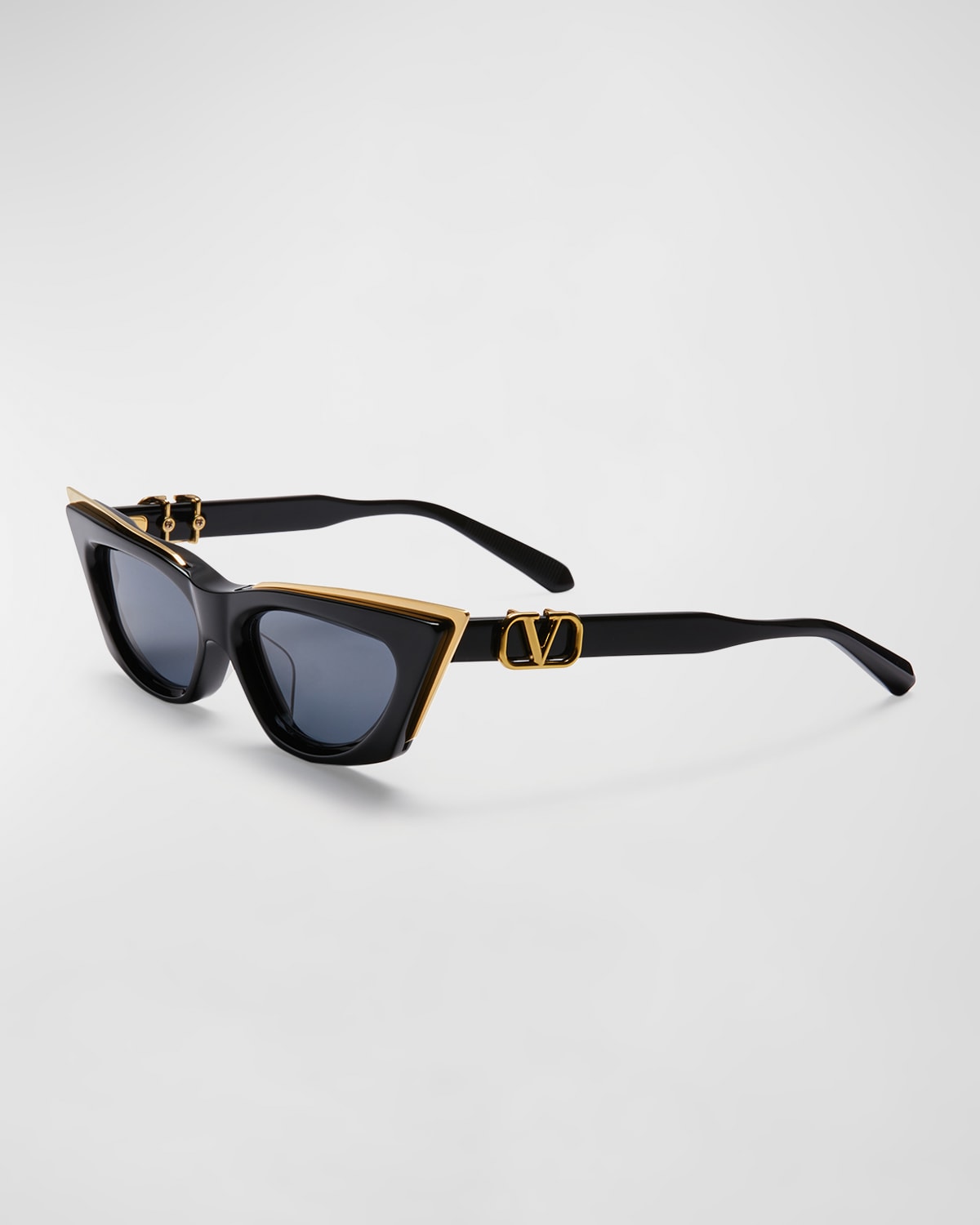 Shop Valentino V-goldcut I Cat-eye Acetate & Titanium Sunglasses In Blk-gld