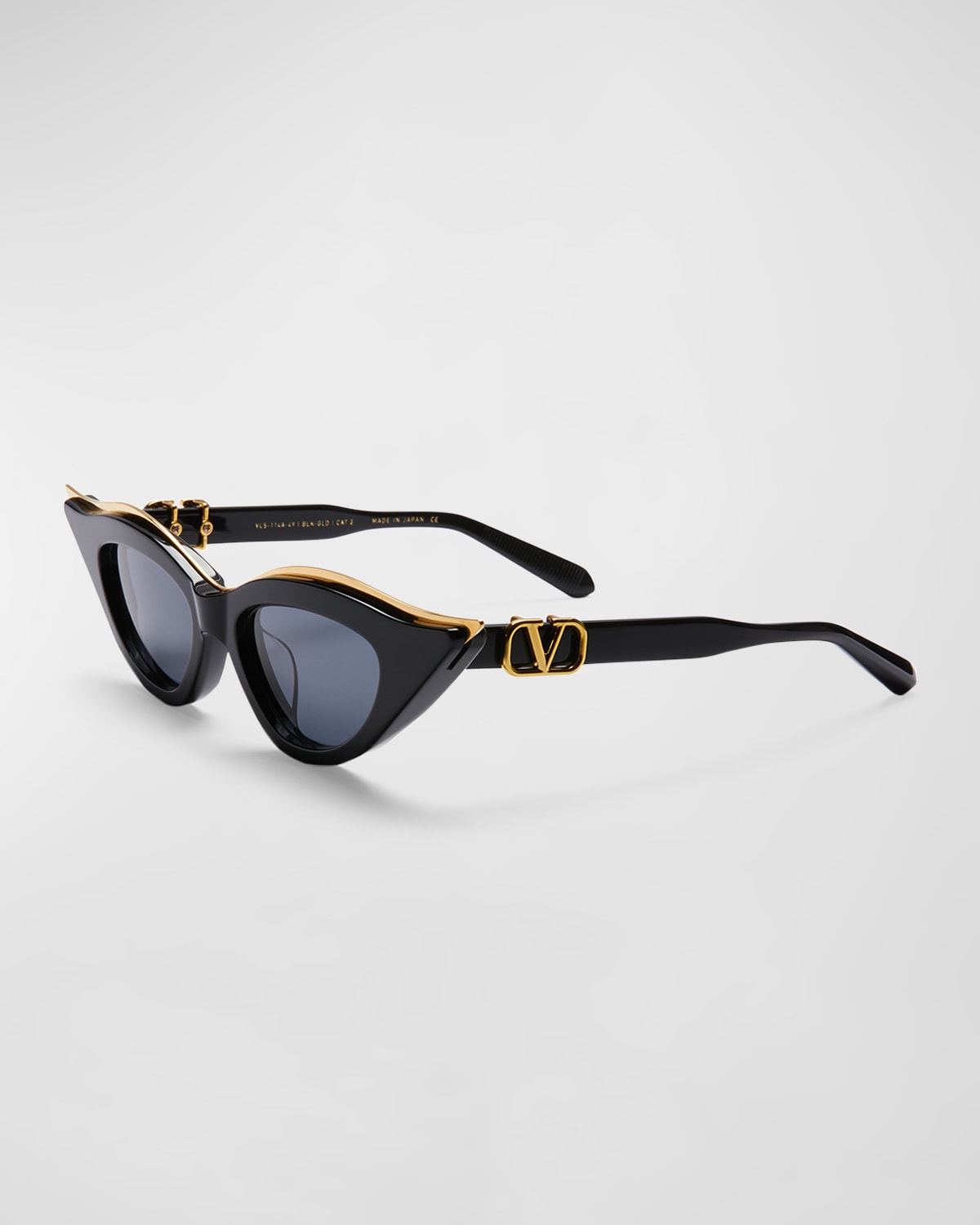 Shop Valentino V Goldcut Ii Acetate & Titanium Cat-eye Sunglasses In Blk-gld