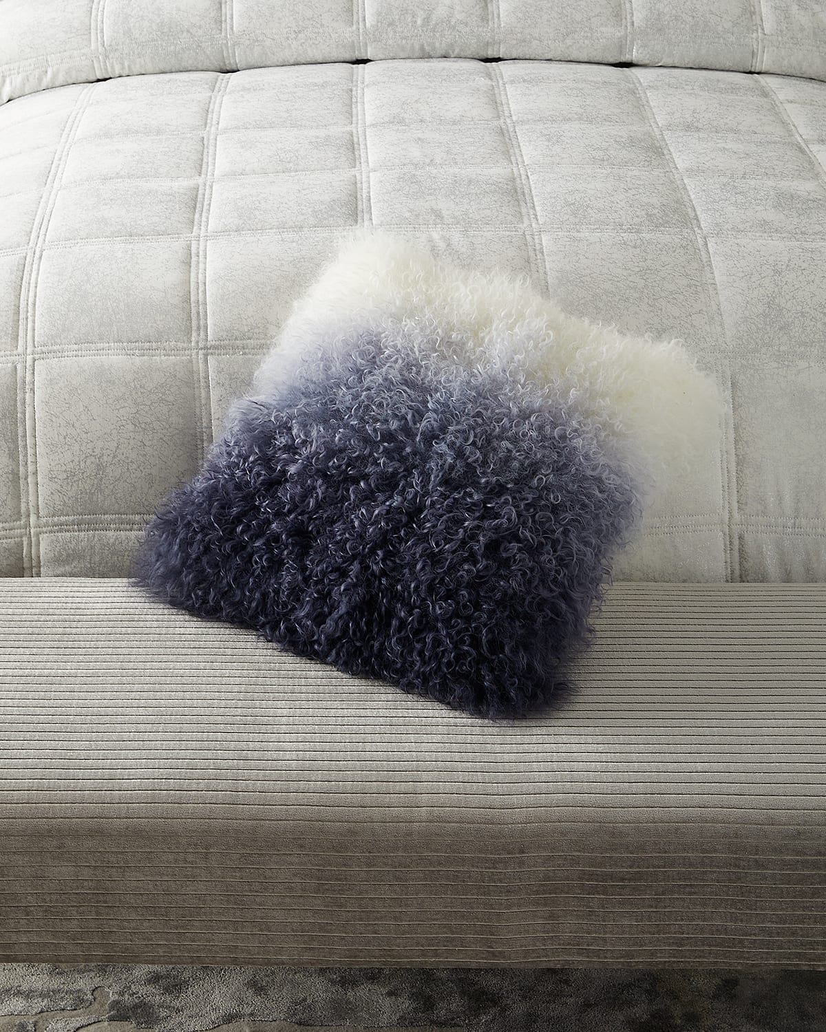 Michael Aram Dip Dye Sheepskin Decorative Pillow, 18 X 18 In Indigo