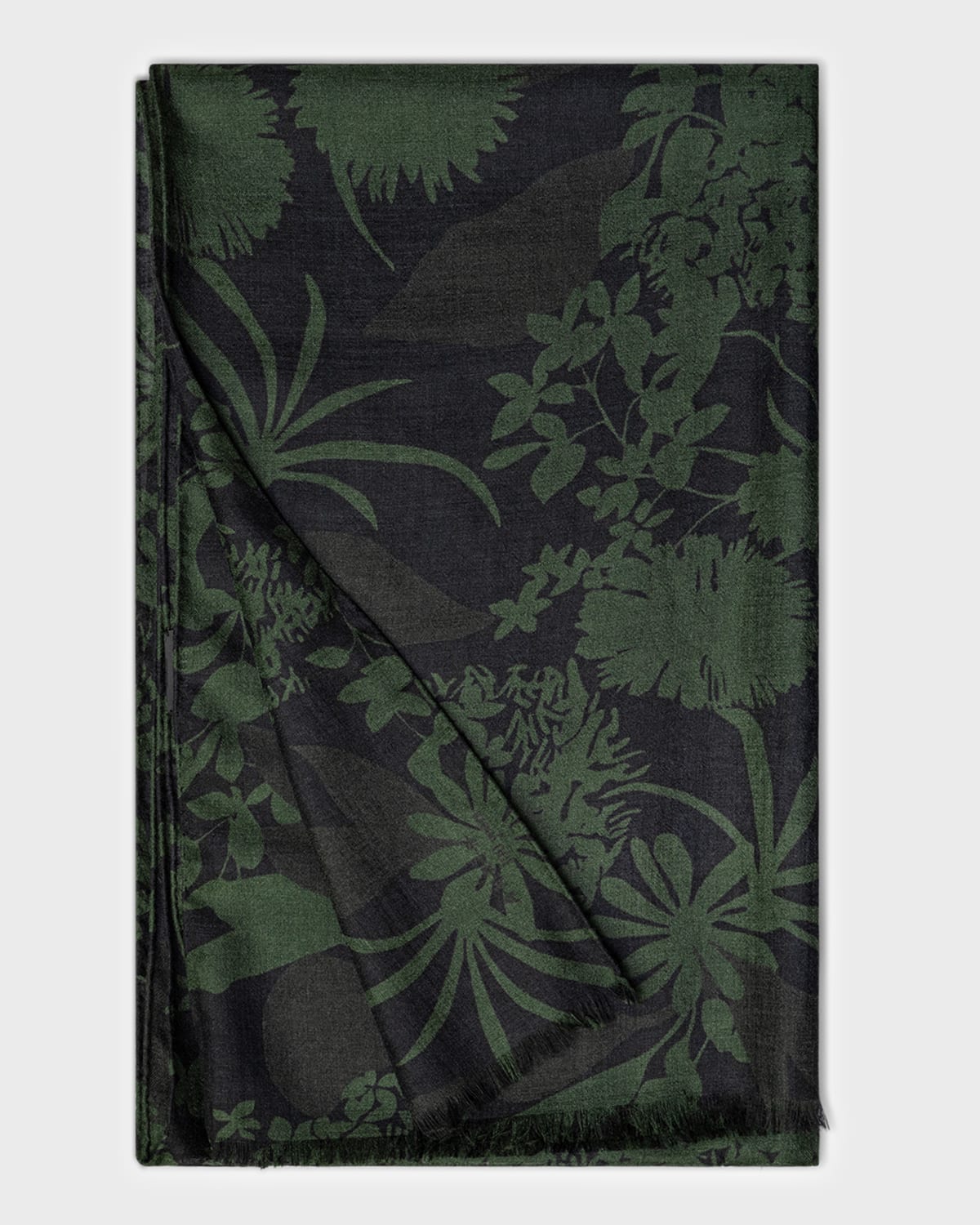 Akris Abraham Flower Printed Cashmere & Silk Scarf In Oregano-black