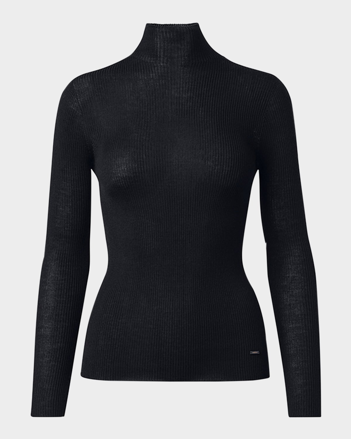 Akris Cashmere-silk Fine Ribbed Knit Pullover In Black