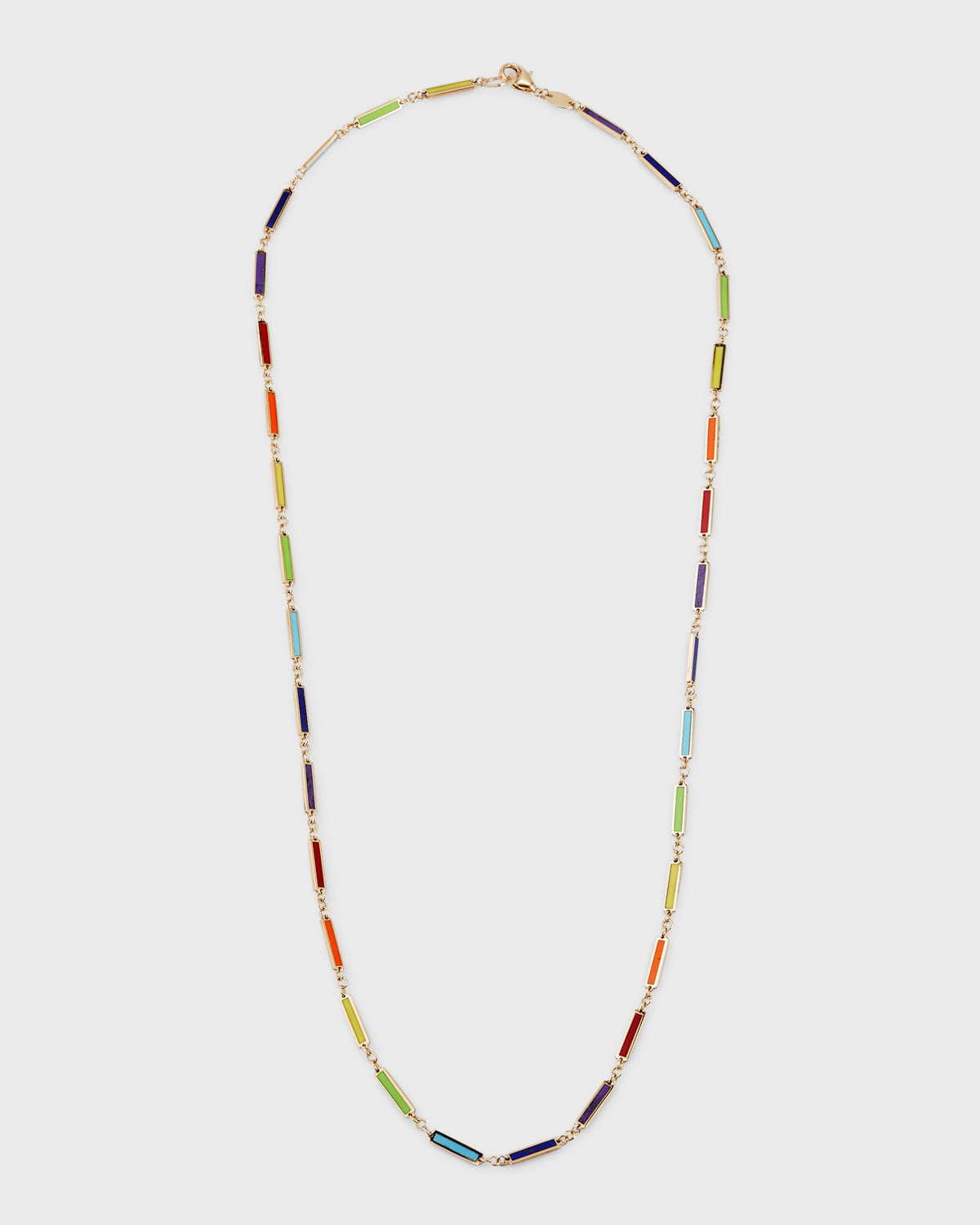 18K Yellow Gold Rainbow Inlay Necklace, 18"L