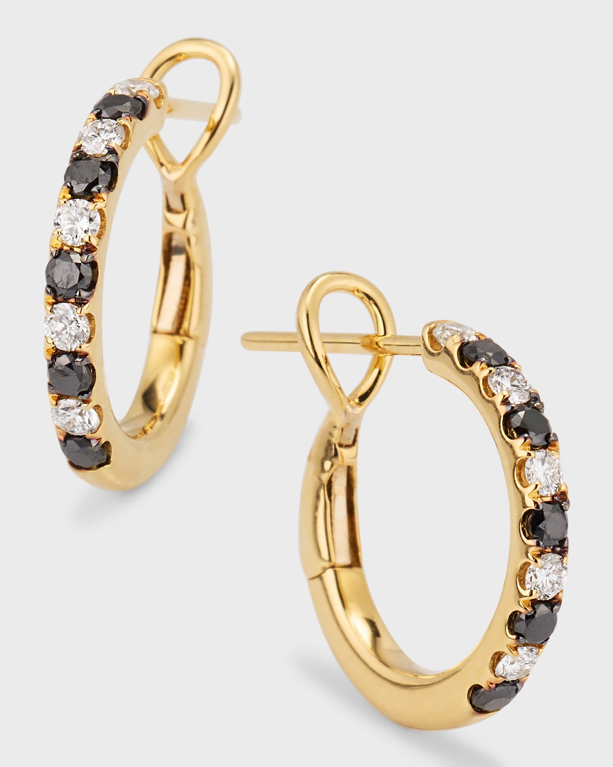 Frederic Sage 18k Yellow Gold Small Alternating Diamond Hoop Earrings