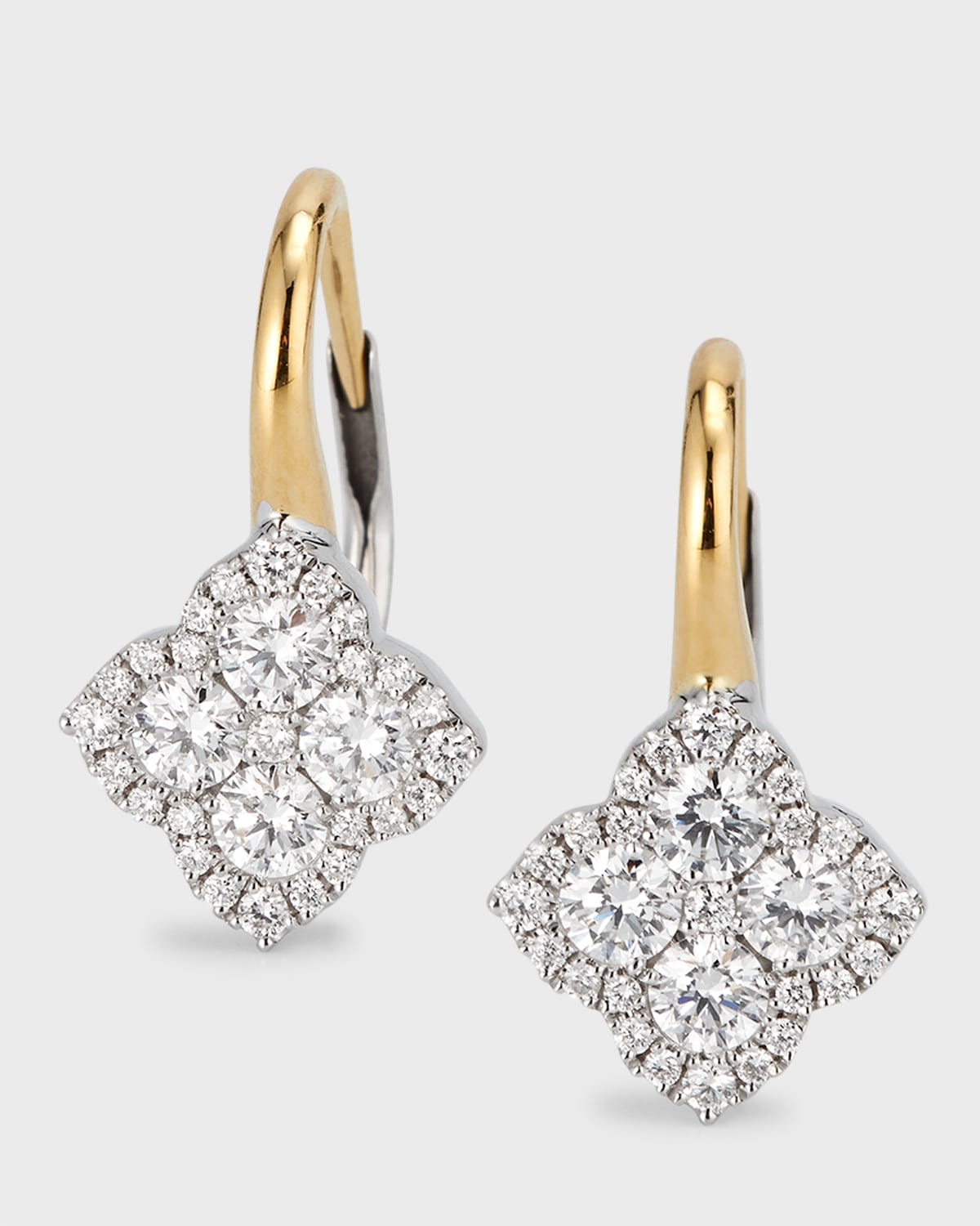 18K Yellow and White Gold Fleur D'Amour Diamond Earrings