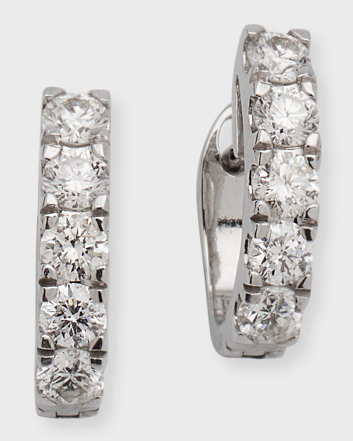 18K White Gold All Diamond Huggie Earrings