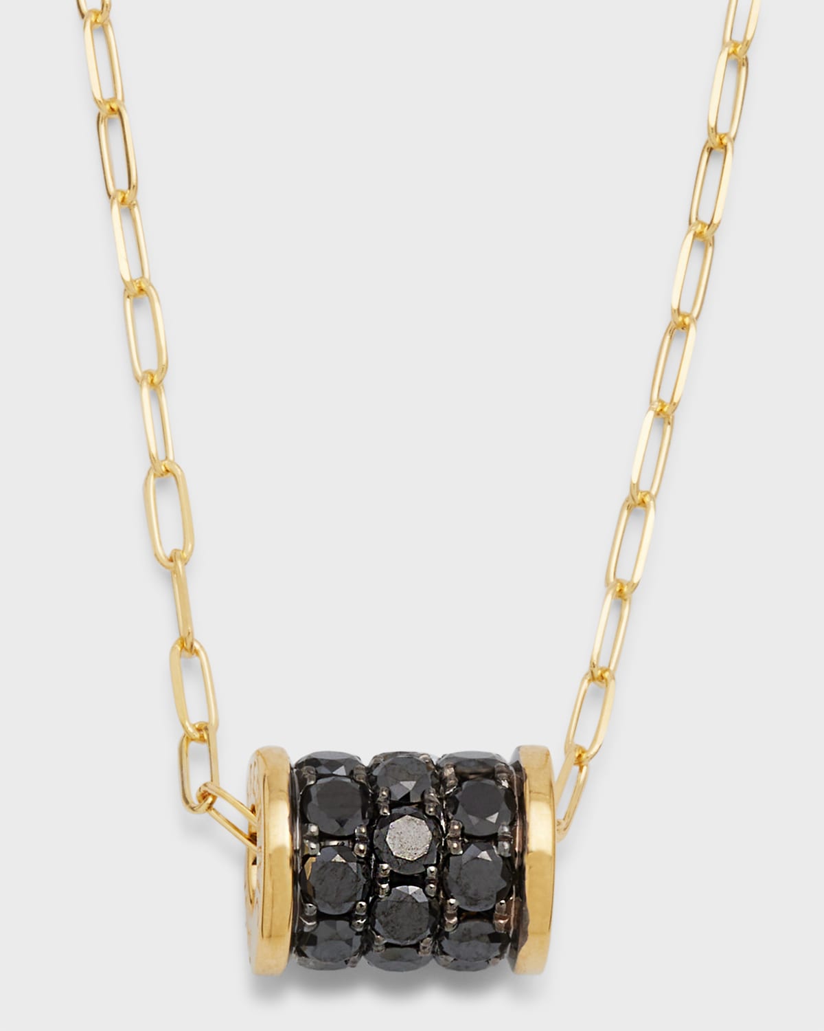 18K Gold Black Diamond Pendant Necklace