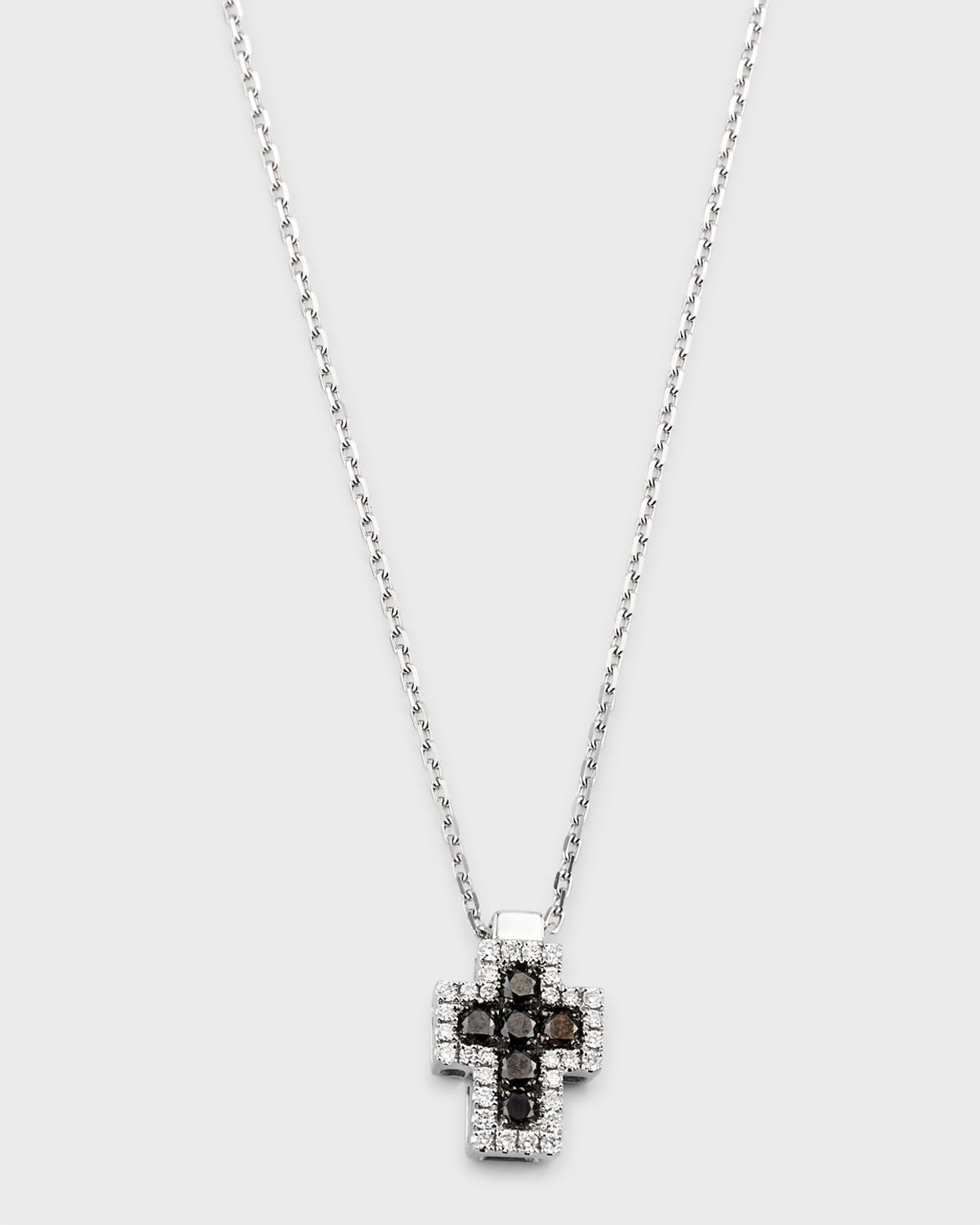 18K White Gold Firenze II Cross Inside Chain Necklace