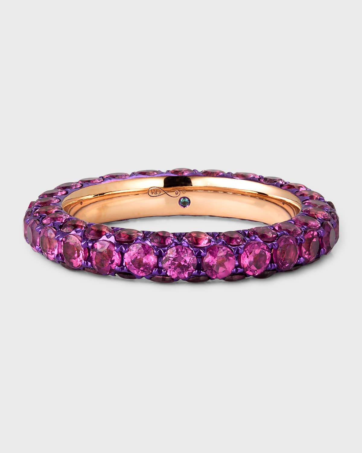 GRAZIELA GEMS 18K ROSE GOLD MAGENTA SAPPHIRE 3-SIDED RING