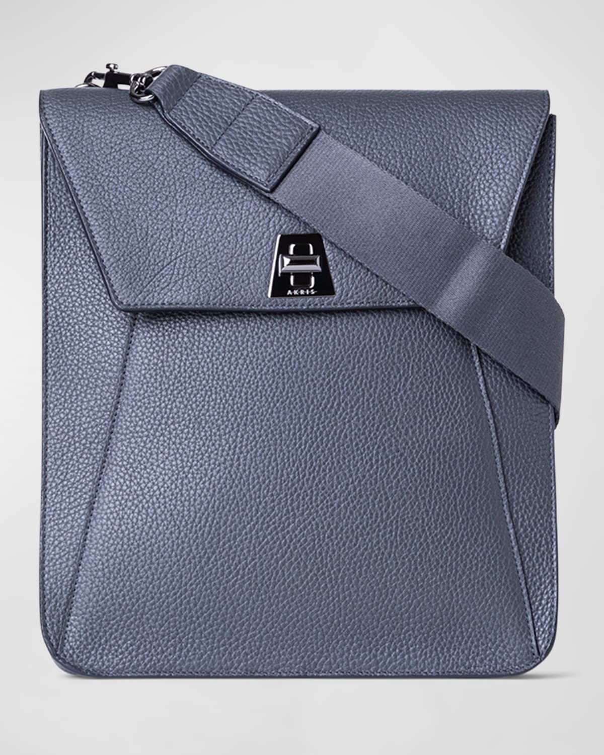 Akris Anouk Medium Flap Leather Messenger Bag In 089 Graphite