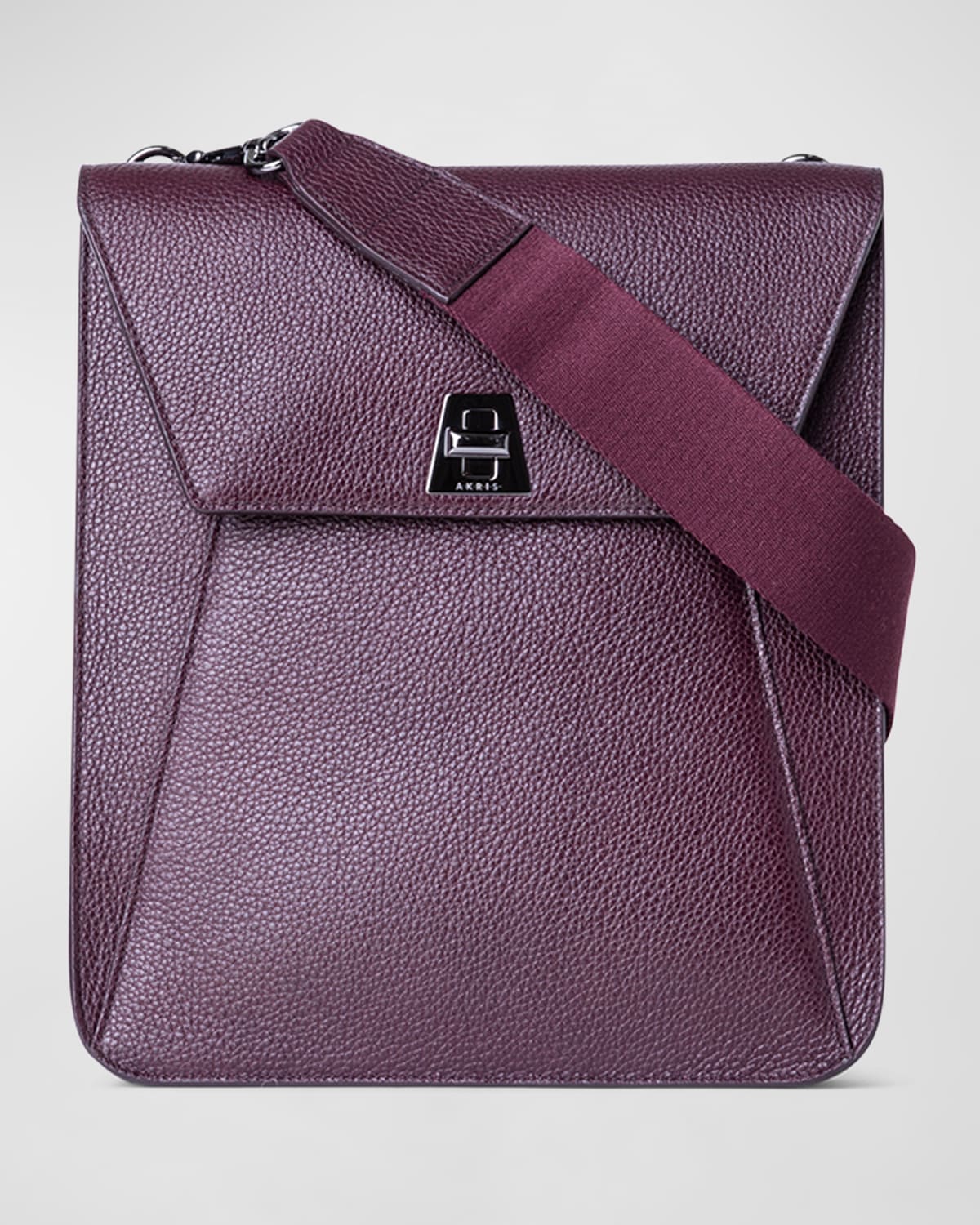 Akris Anouk Medium Flap Leather Messenger Bag In 067 Burgundy