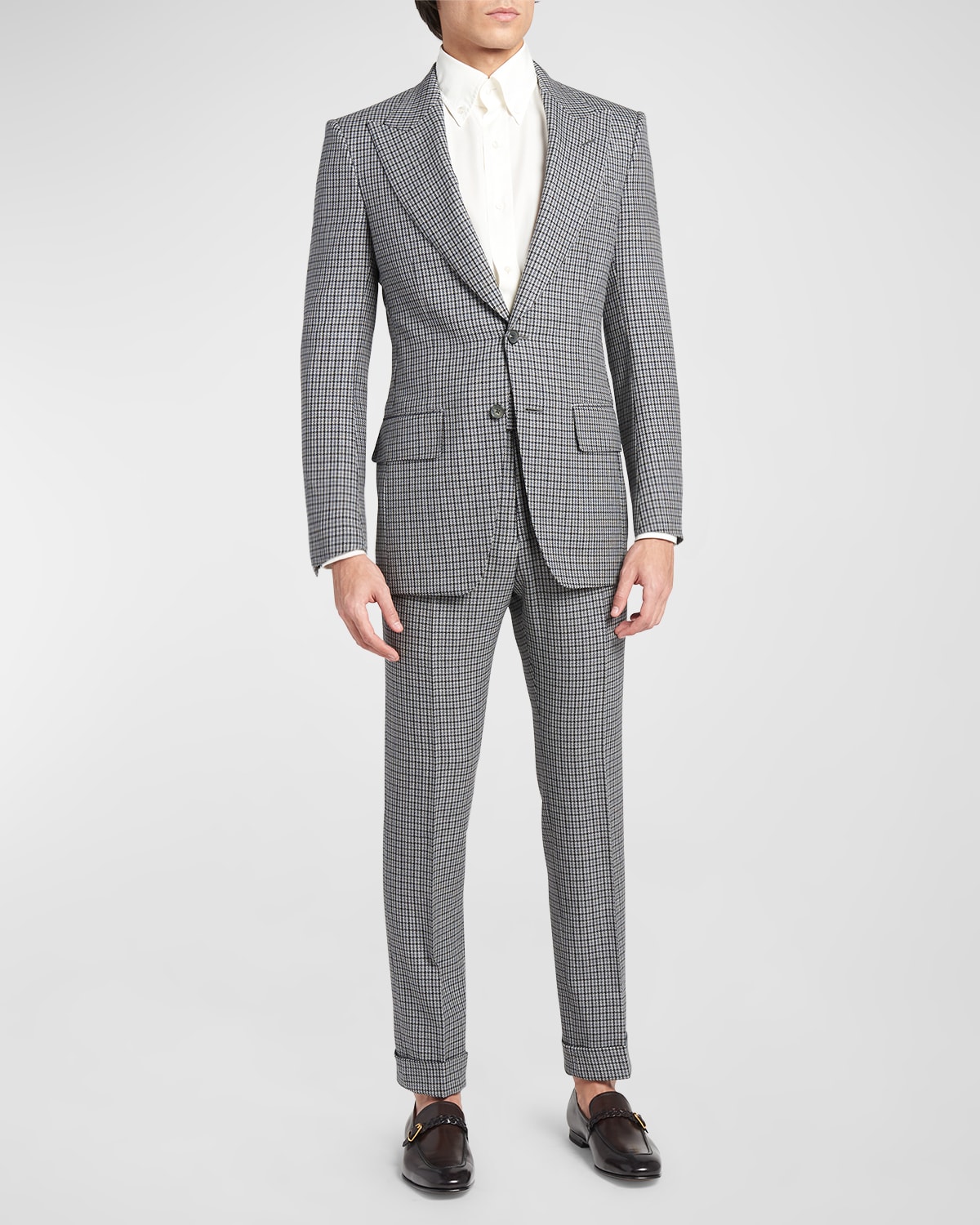 Tom Ford Men's Atticus Tattersall Peak-lapel Suit In Combo Grey