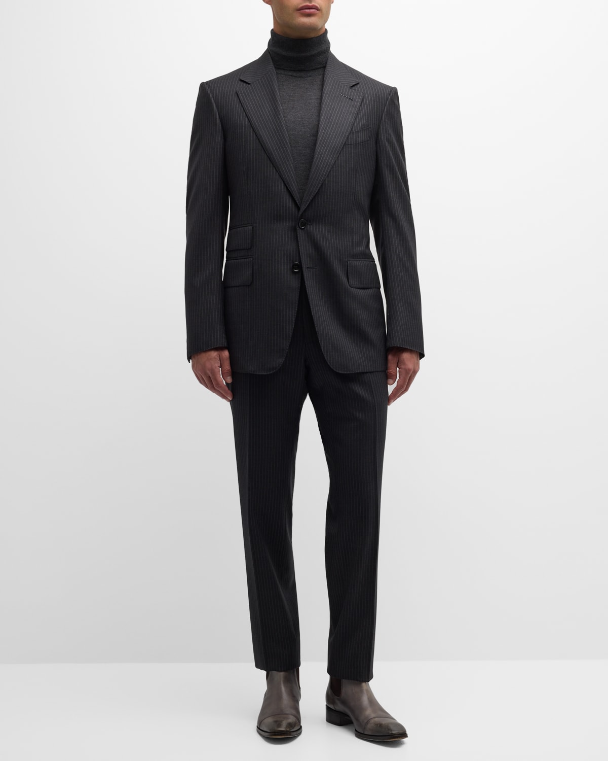 Tom Ford Men's Shelton Pinstripe Suit In Dark Grey