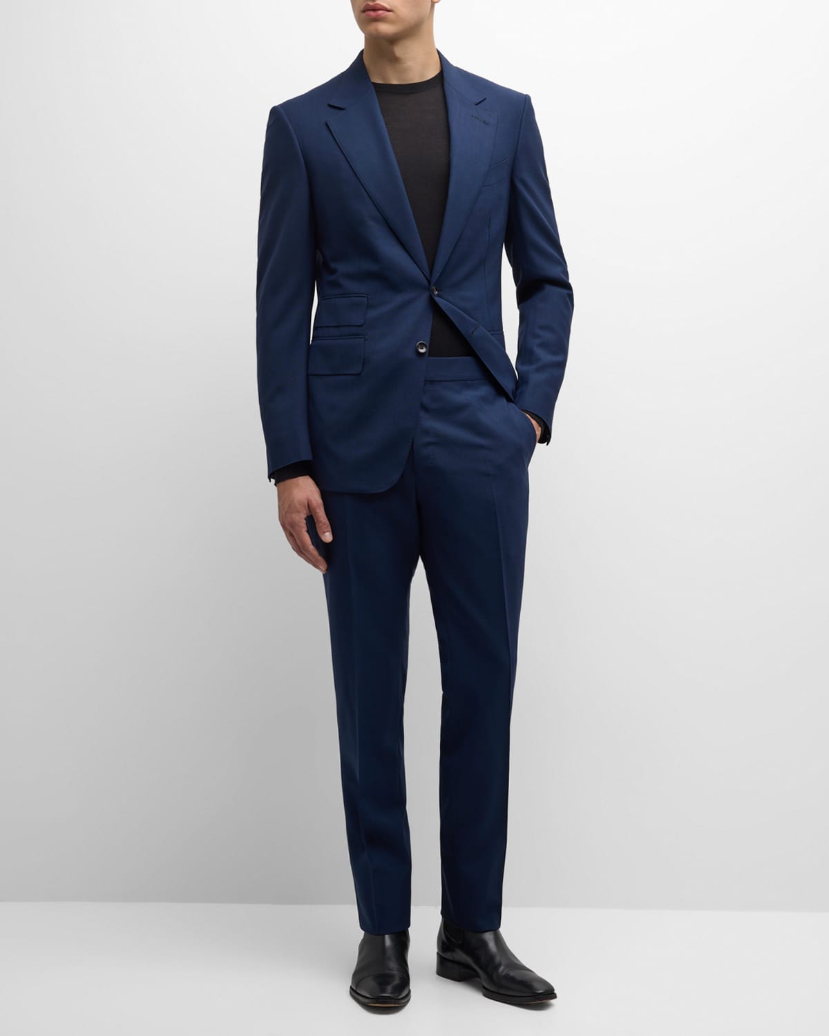 Tom Ford Men's Shelton Mouline Check Suit In Ink Blue