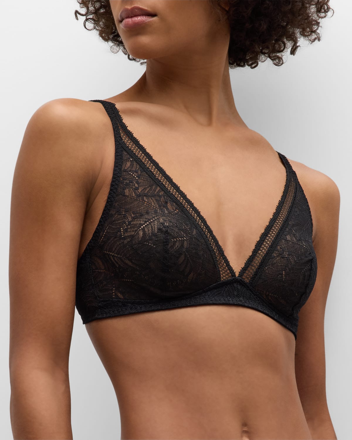 Simone Perele Comete Lace-trim Tulle Bralette In Black