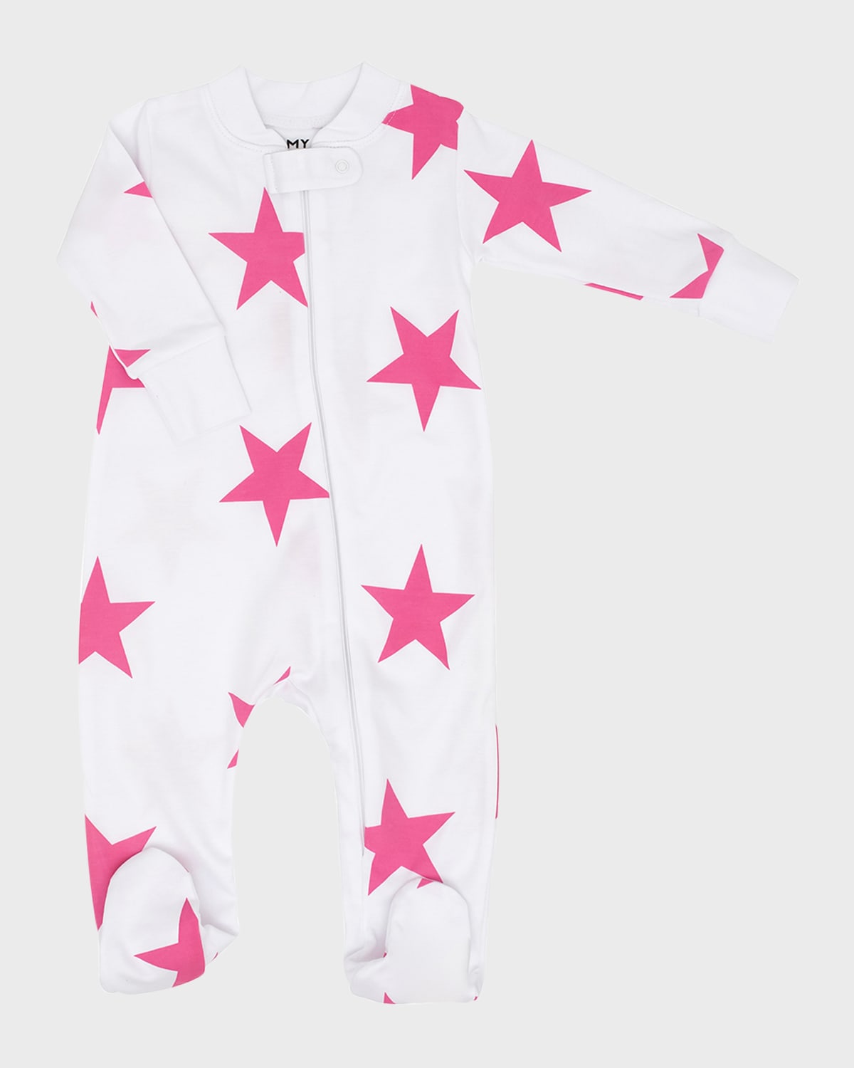 Girl's Bold Star Graphic-Print Footed Pajamas, Size 3M-12M