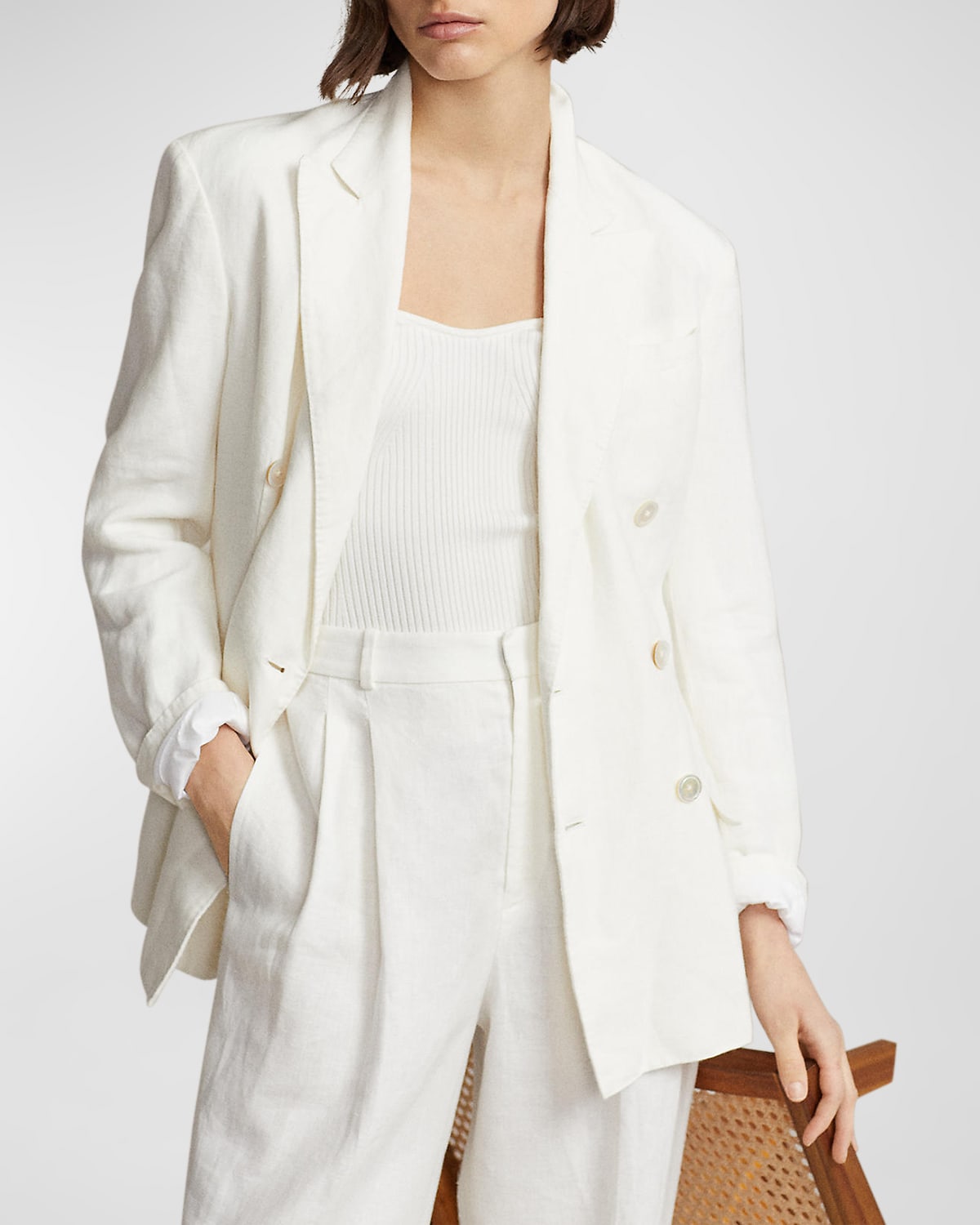 Polo Ralph Lauren Double-breasted Linen Blazer In Nevis