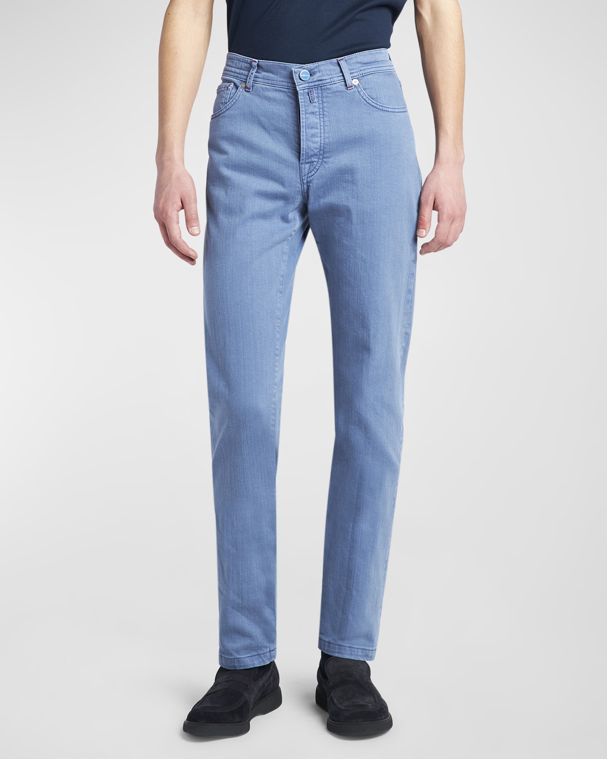 Kiton Men's Slim 5-pocket Pants In Light Blue
