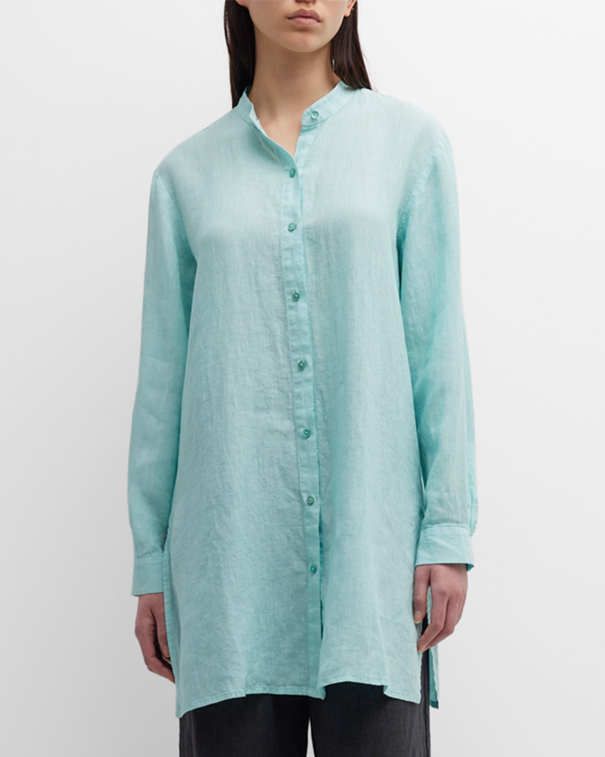 Eileen Fisher Button-down Handkerchief Linen Shirt In Capri