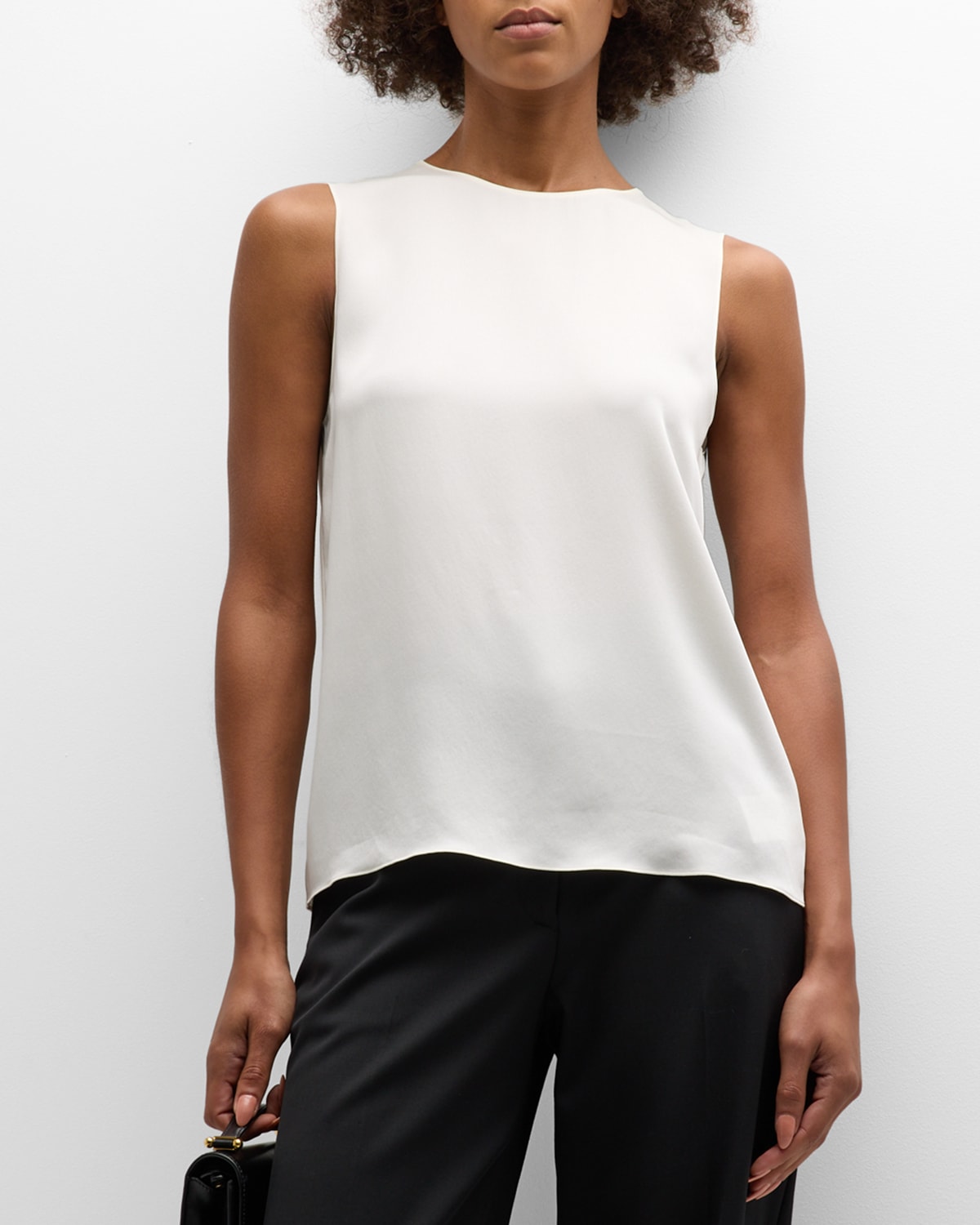 Theory Silk Straight Shell Top In Ivory