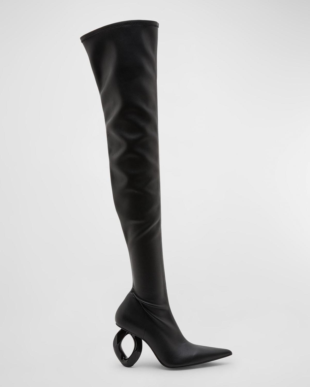 Leather Over-The-Knee Chain Boots
