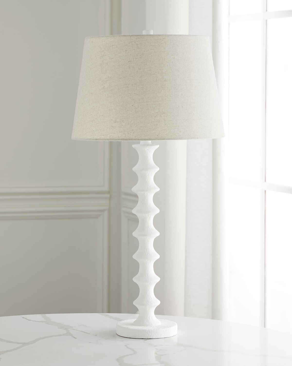 Old World Design Jocelyn White Gesso Table Lamp - 30" In White