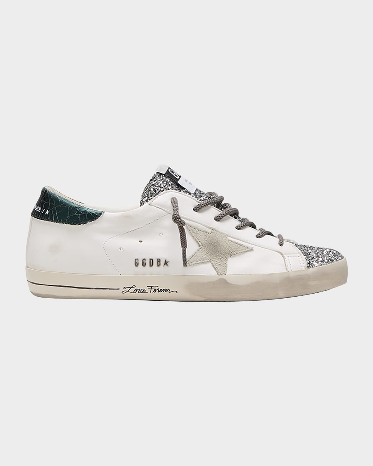 Golden Goose Superstar Mixed Leather Script Low-top Sneakers In White