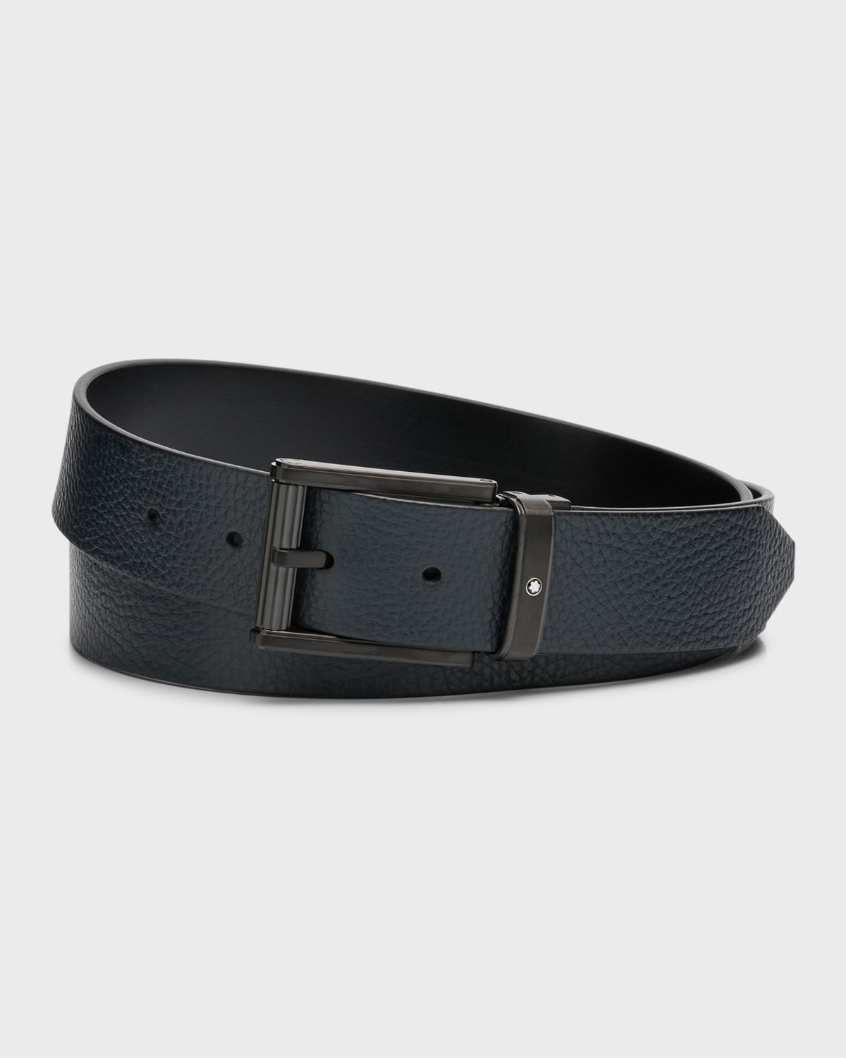 MONTBLANC MEN'S REVERSIBLE SMOOTH/GRAINED LEATHER BELT