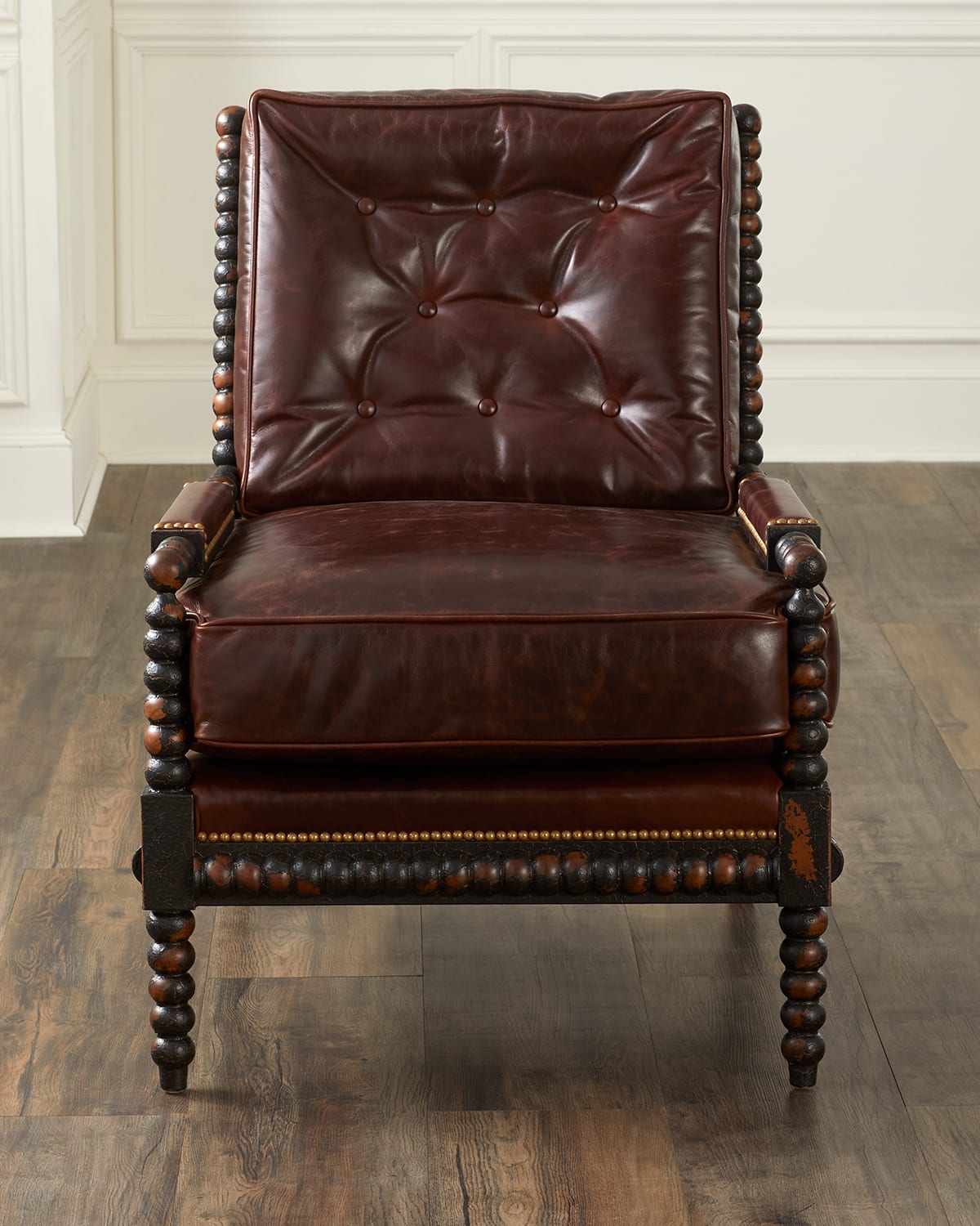 Old Hickory Tannery Ace Tufted Leather Spindle Chair
