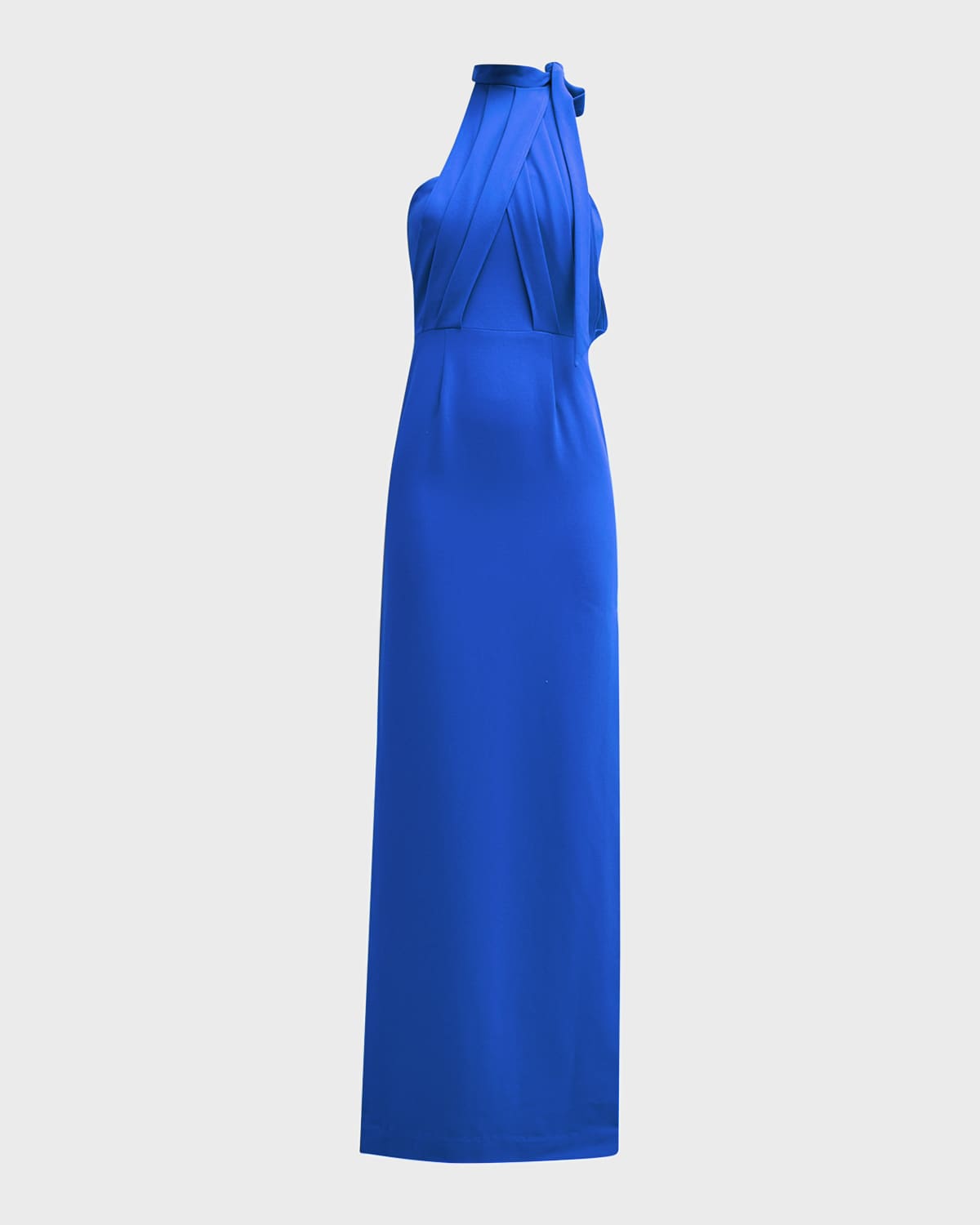 Black Halo Annabeth Draped Halter Column Gown In Vibrrant Blue