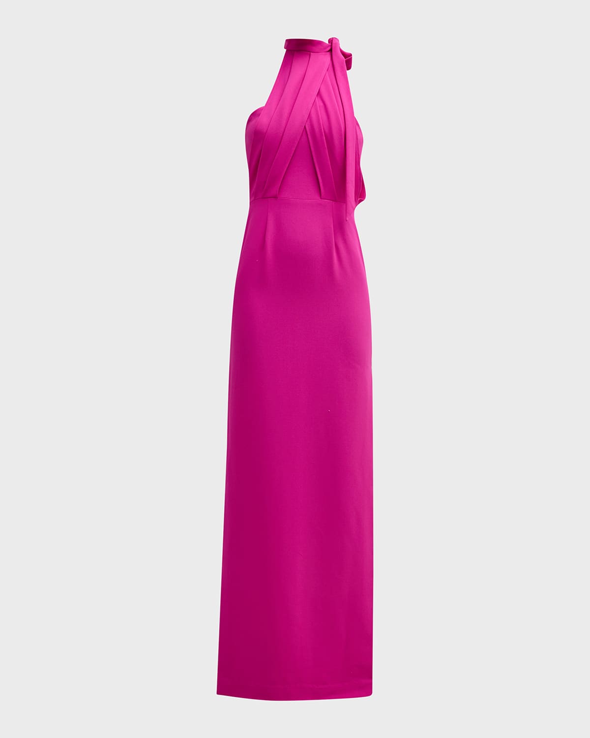 Black Halo Annabeth Draped Halter Column Gown In Vibrant Pink