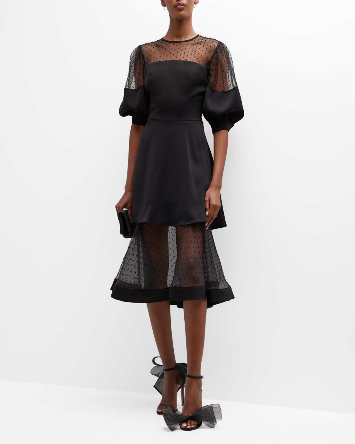 Regina Tiered Illusion A-Line Midi Dress