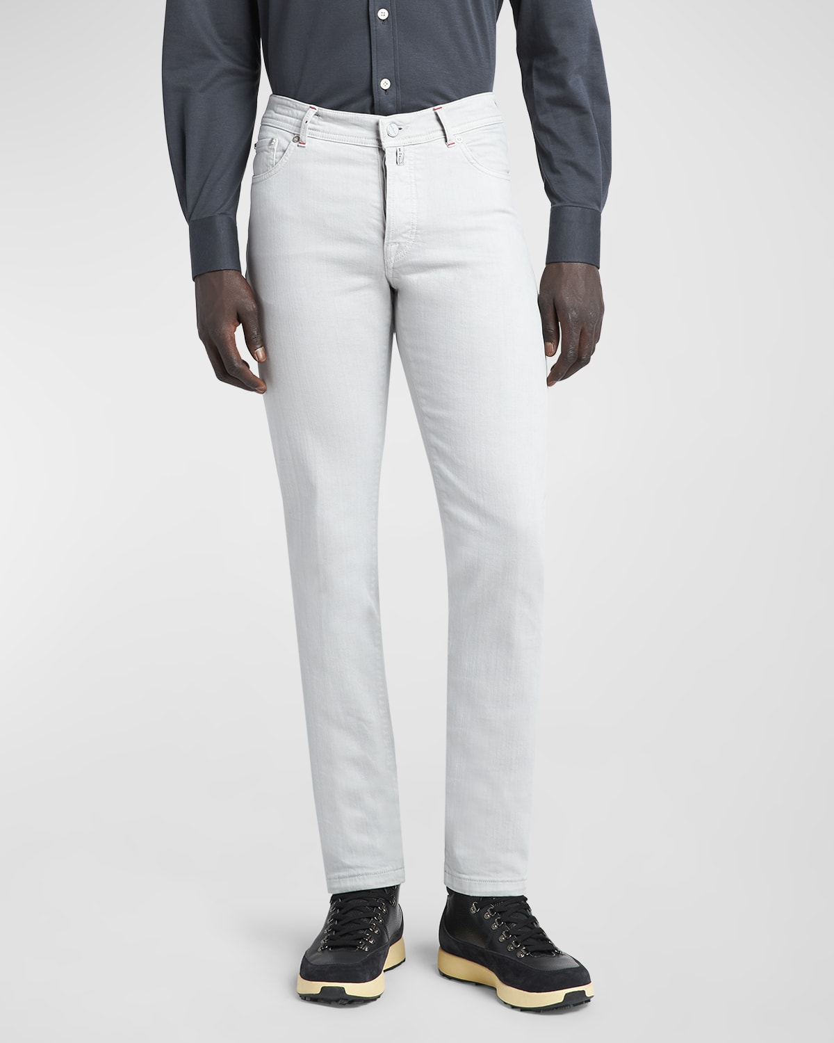 Kiton Men's Slim 5-pocket Pants In Light Gray