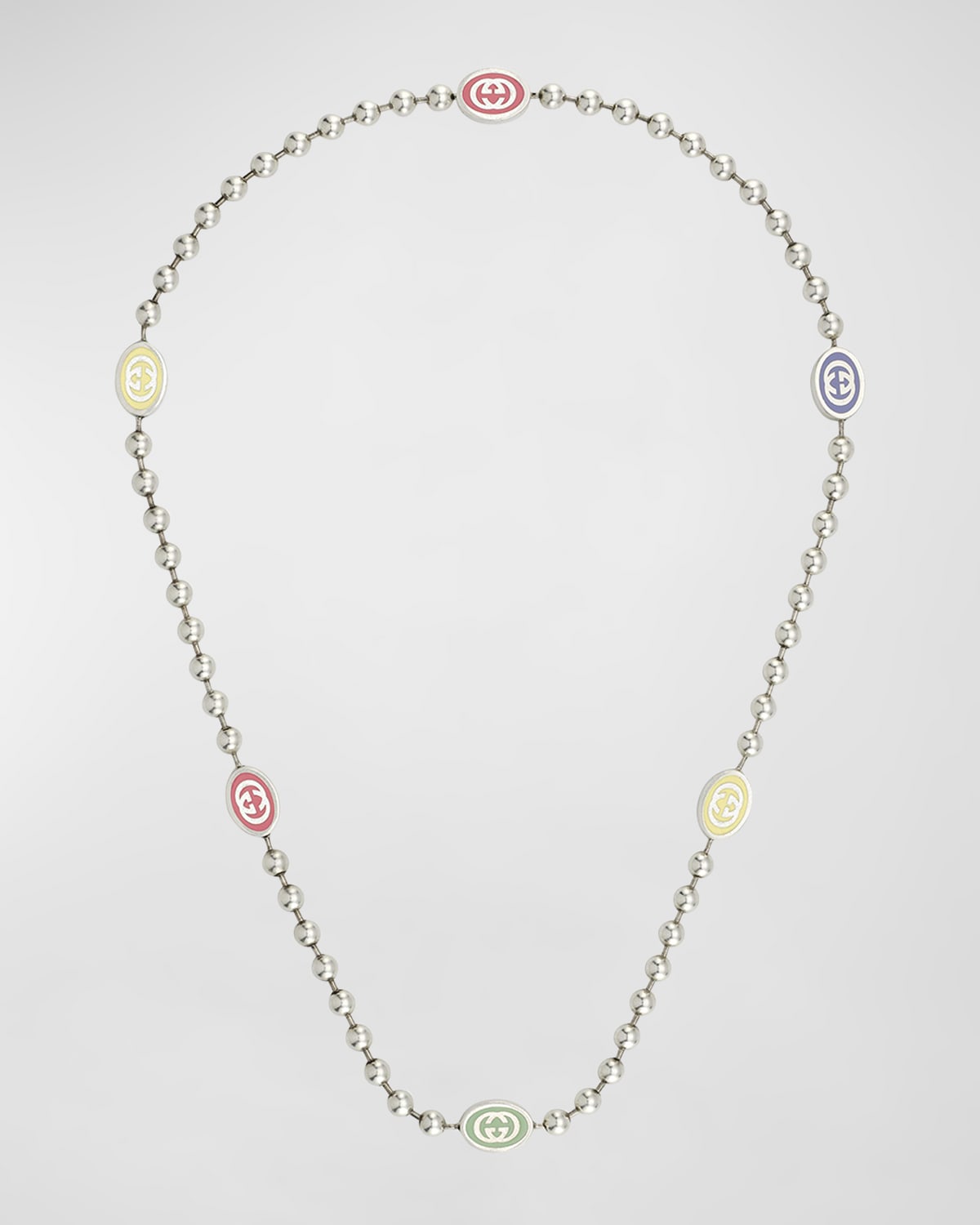 GUCCI INTERLOCKING G STERLING SILVER BOULE NECKLACE