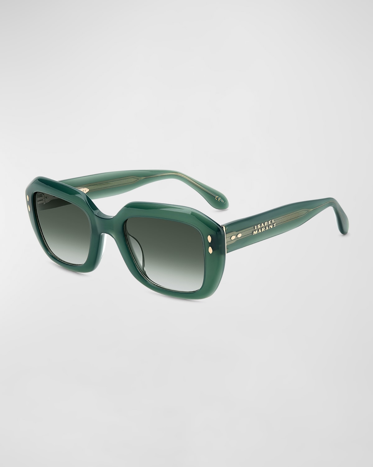 Isabel Marant Chunky Acetate Rectangle Sunglasses In Green/green Gradient