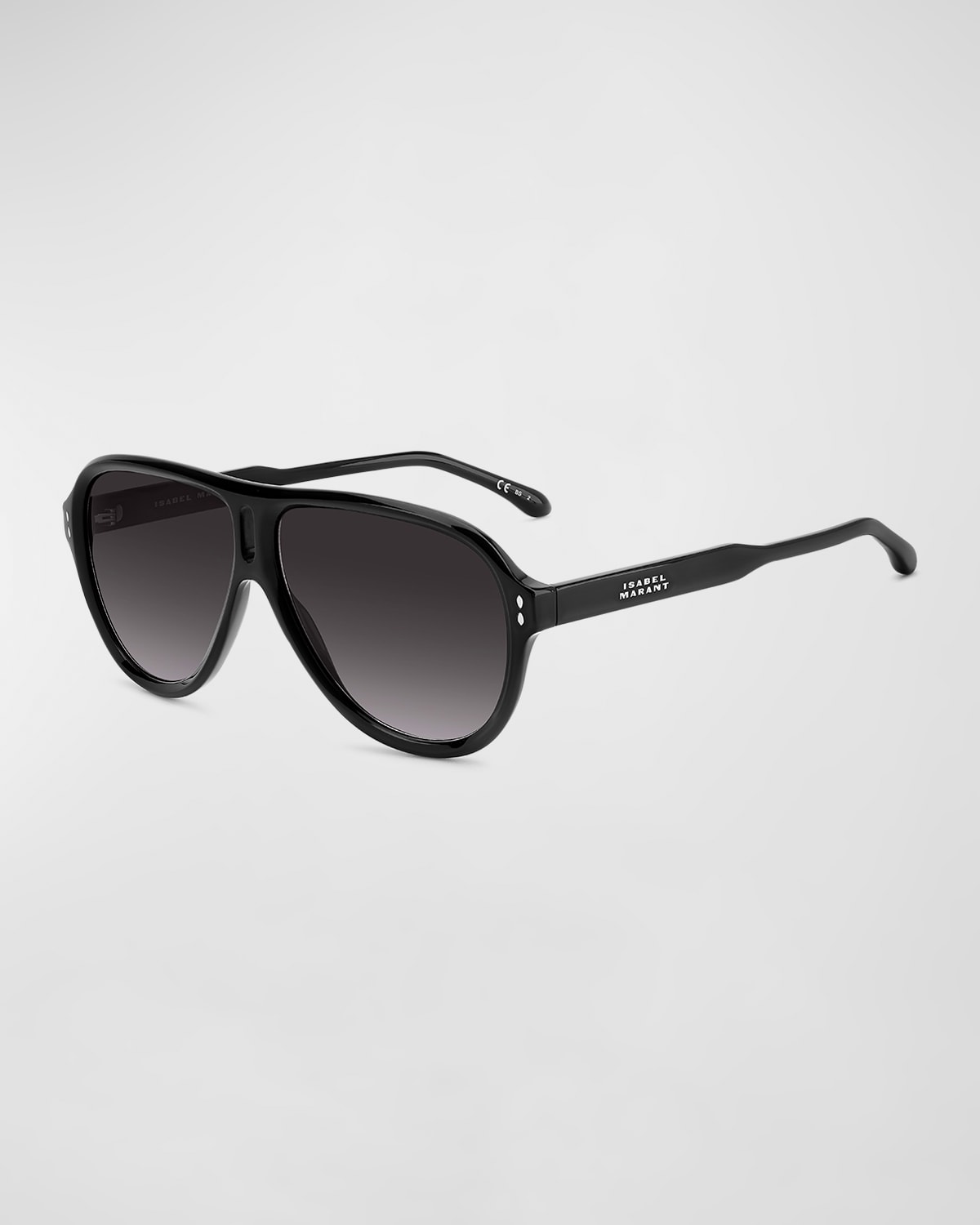 Isabel Marant Logo Acetate Aviator Sunglasses In Black/gray Gradient