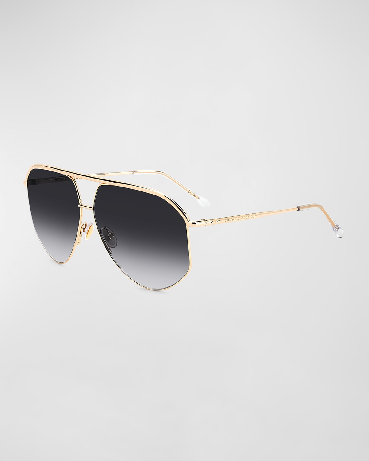 Shop Isabel Marant Angular Stainless Steel Aviator Sunglasses In 9o Rose Gold