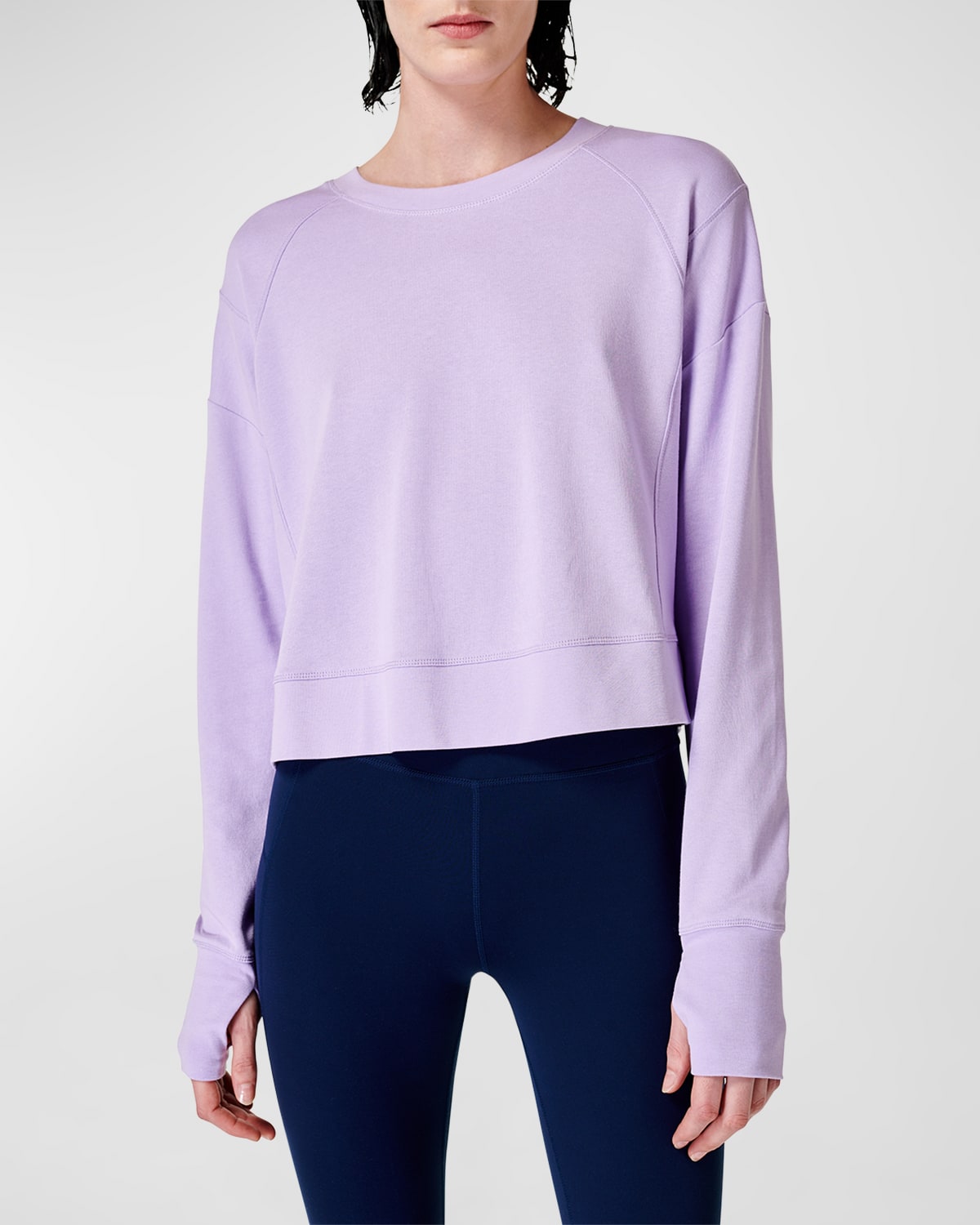 Sweaty Betty After Class Crop Sweatshirt In Prism Purple
