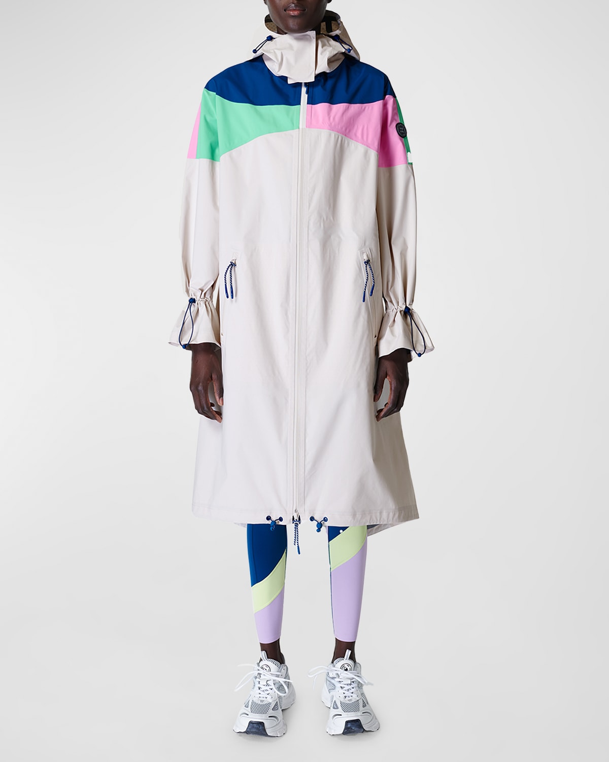 Sweaty Betty Color Blocked Parachute Parka In Morning Grey