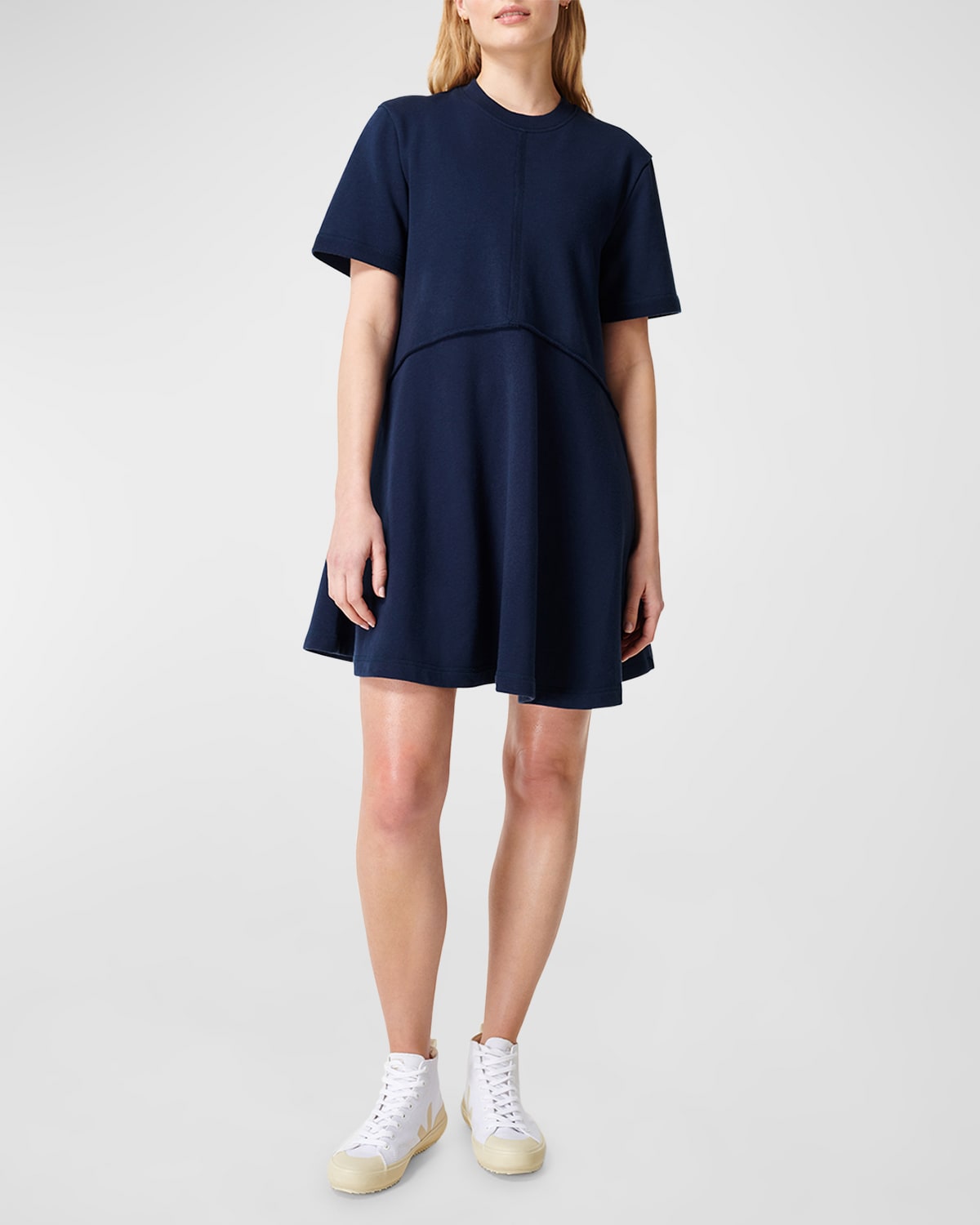 Sweaty Betty Revive Cotton Blend T-shirt Dress In Navy Blue