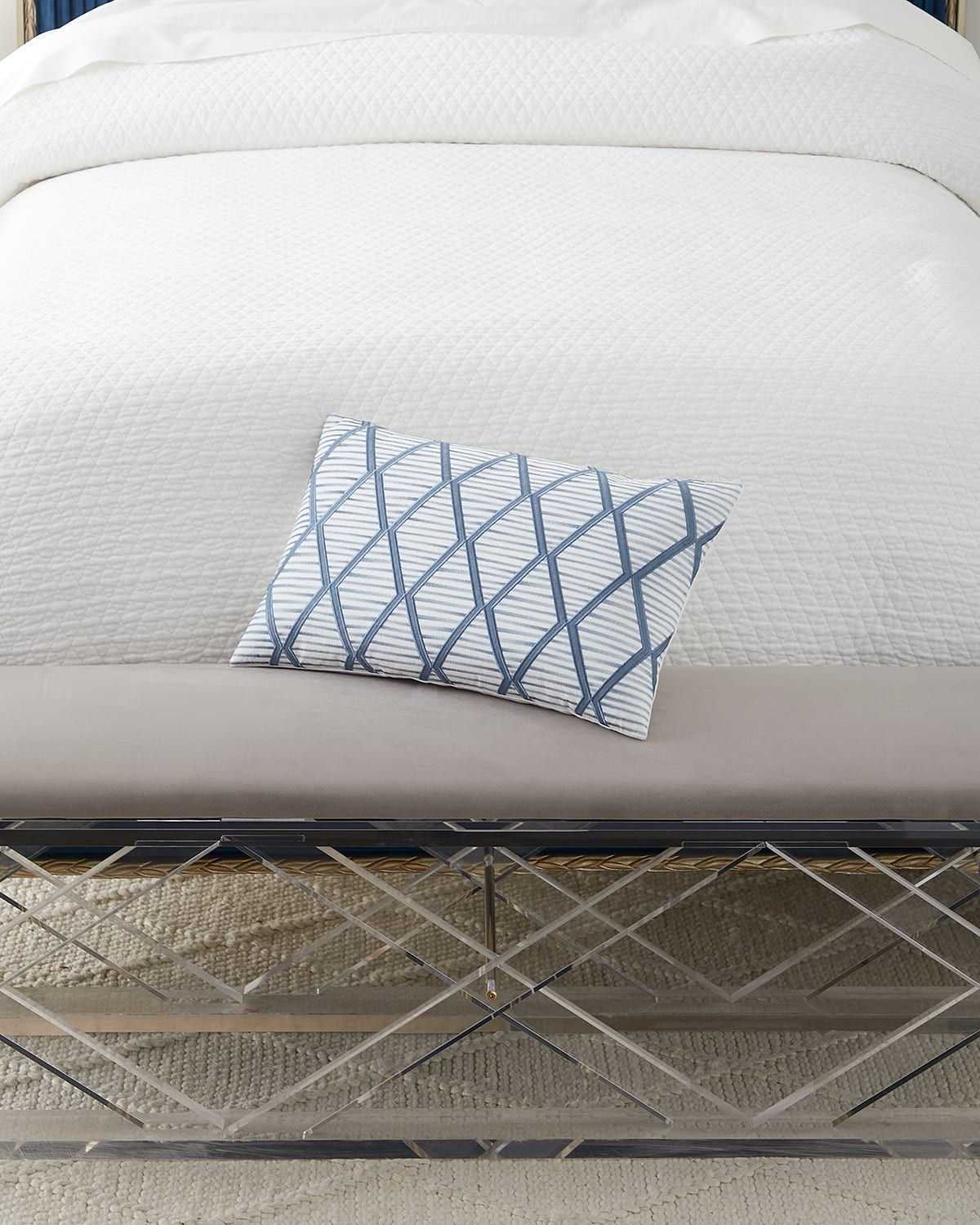Lili Alessandra Brook Rectangle Pillow In White Indigo