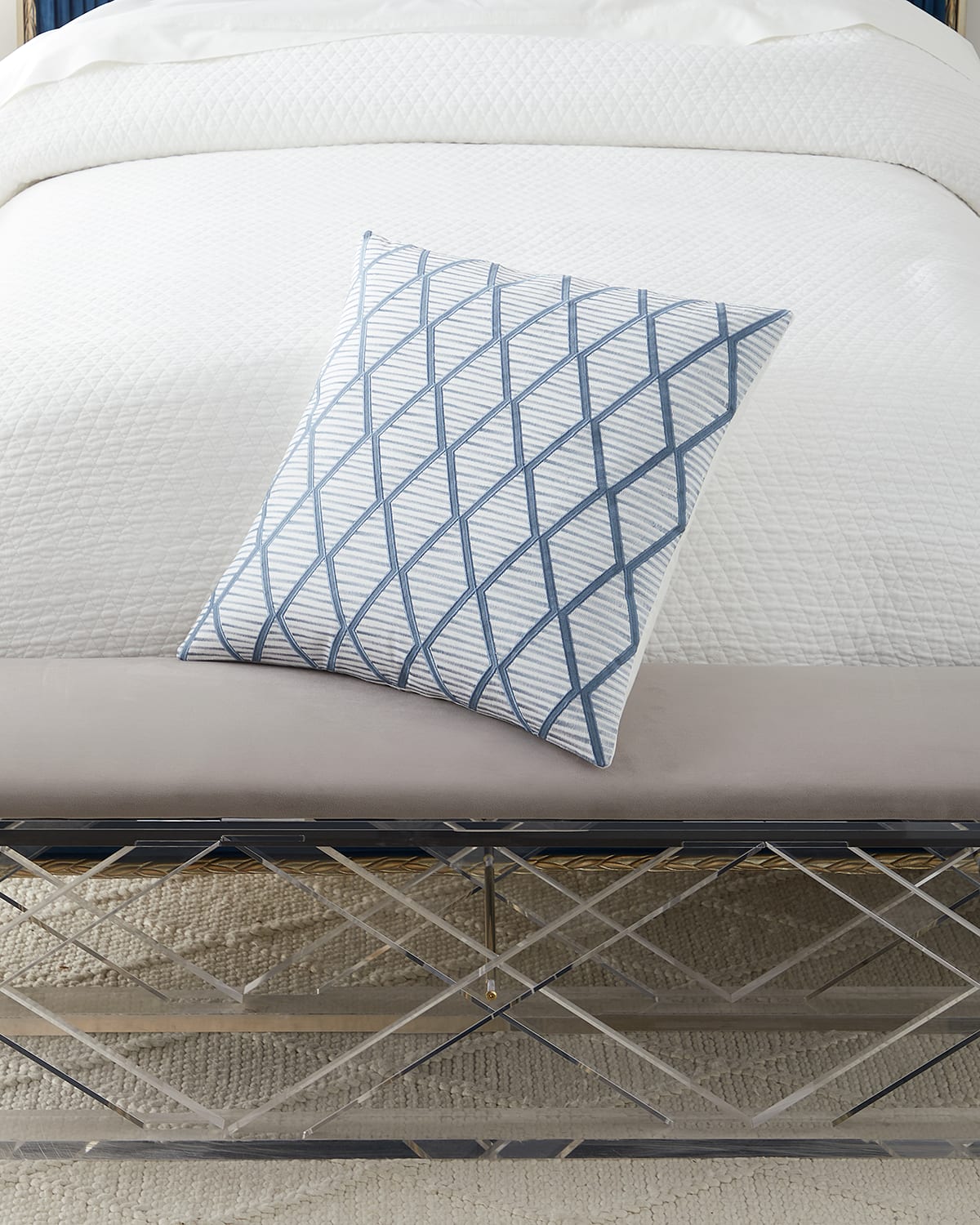 Lili Alessandra Brook Square Pillow In White Indigo